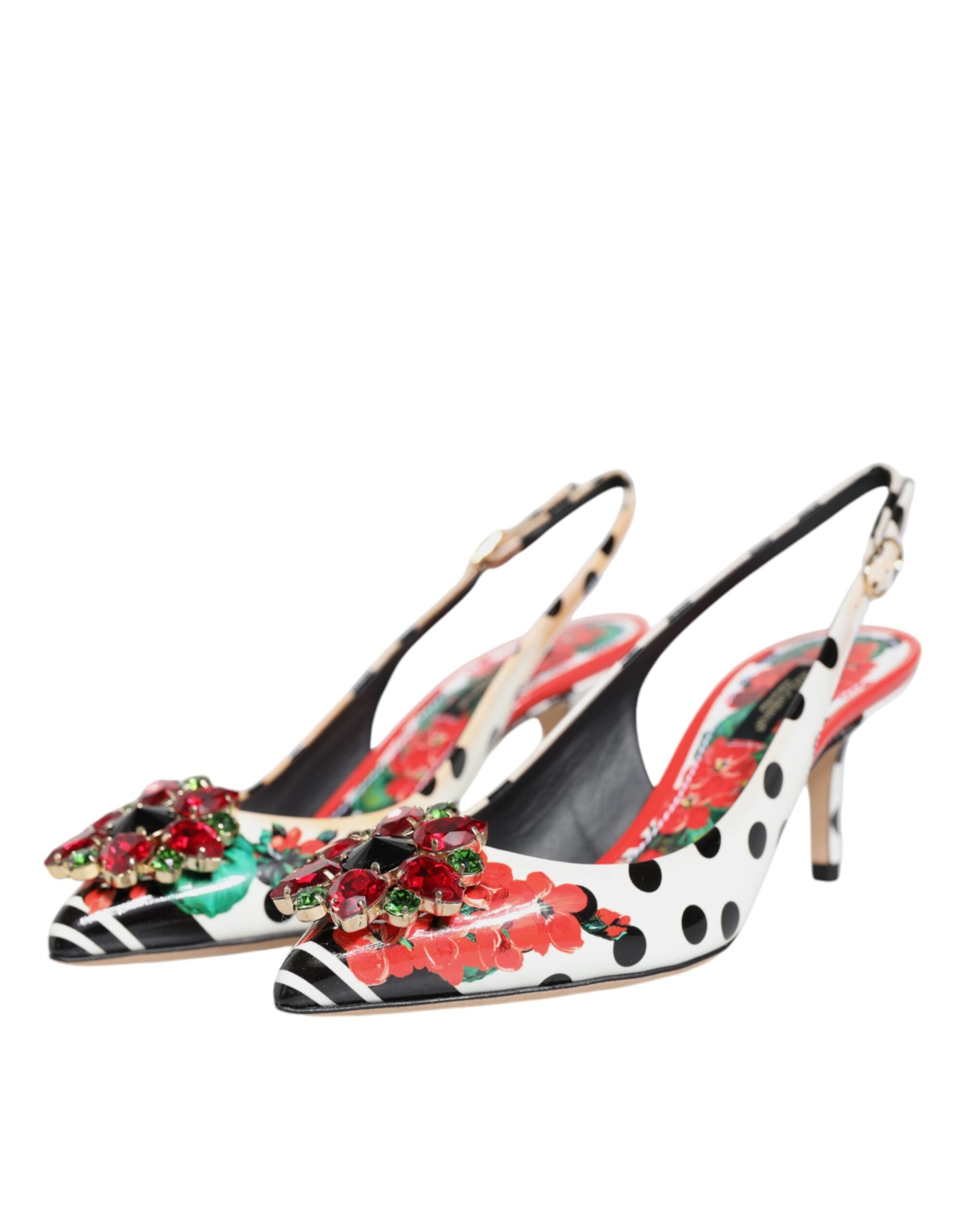 Dolce & Gabbana Multicolor Crystal Heels Slingback Women's Shoes (Pre-Owned)