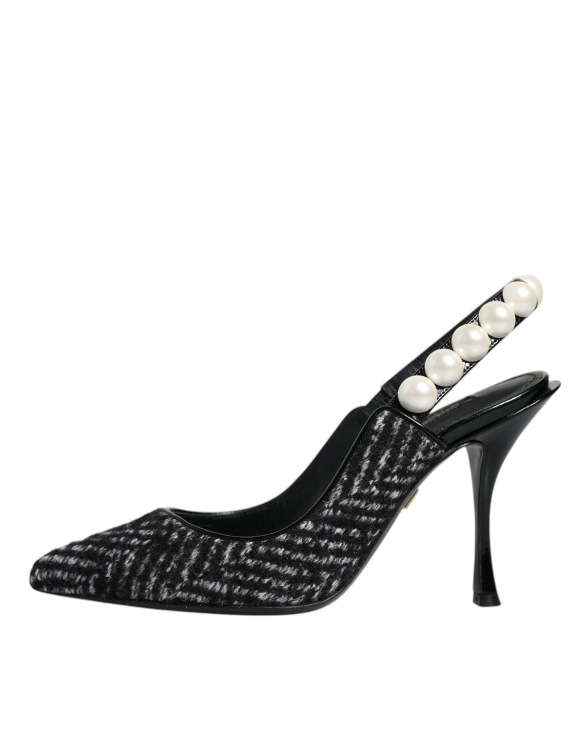 Dolce & Gabbana White Black Chevron Faux Pearl Slingback Women's Shoes (Pre-Owned)