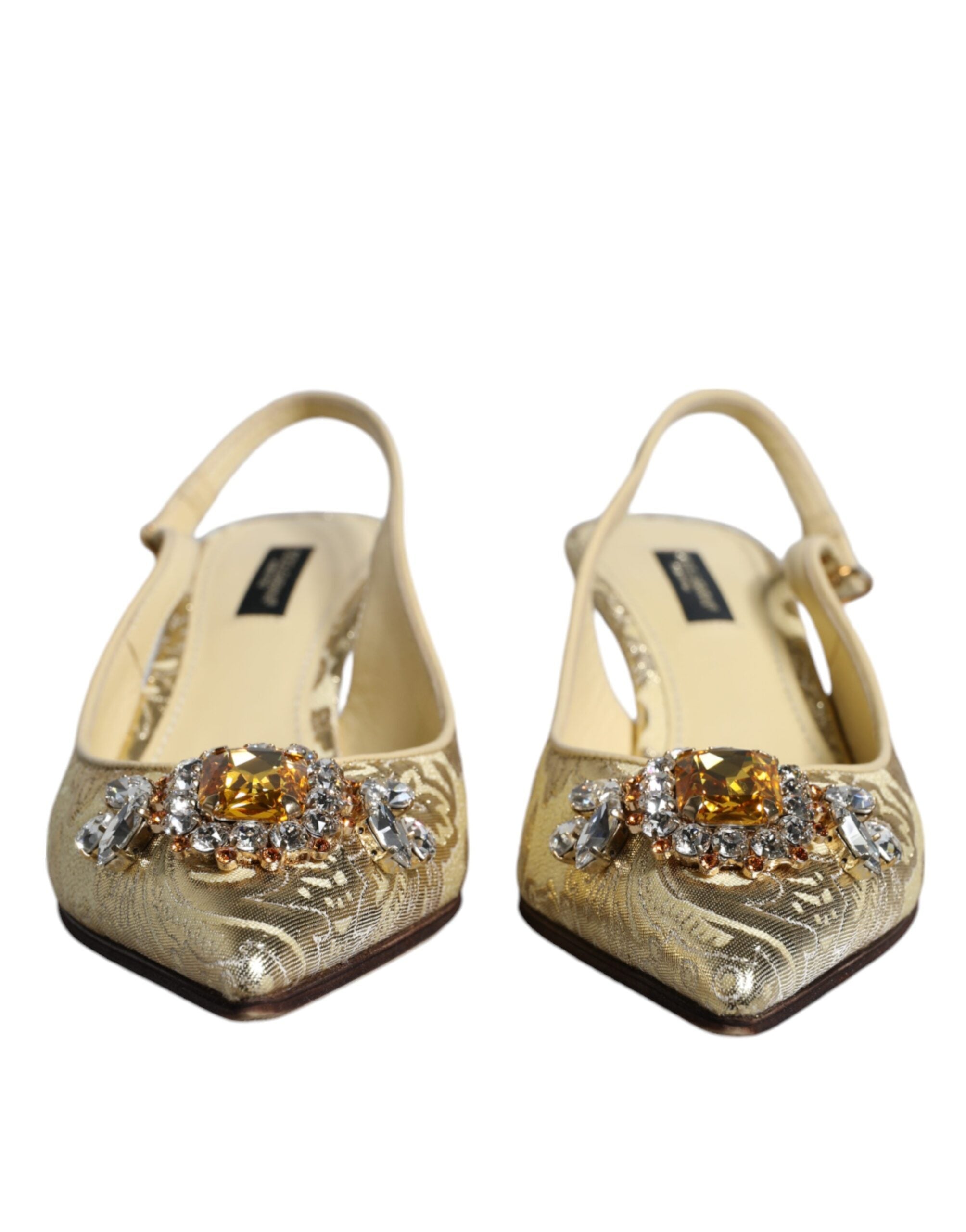 Dolce & Gabbana Gold Crystal Pumps Heels Slingbacks Women's Shoes (Pre-Owned)