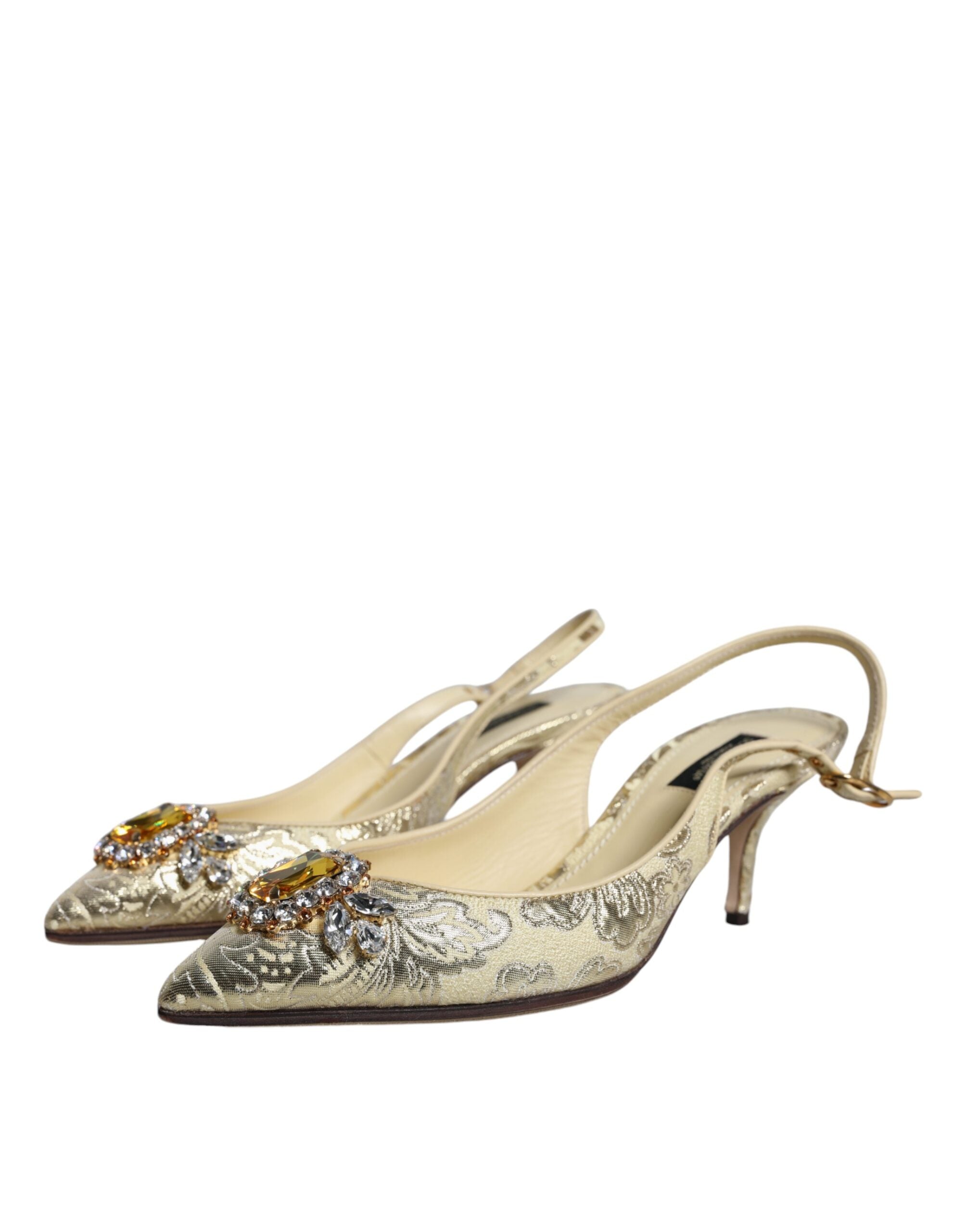 Dolce & Gabbana Gold Crystal Pumps Heels Slingbacks Women's Shoes (Pre-Owned)