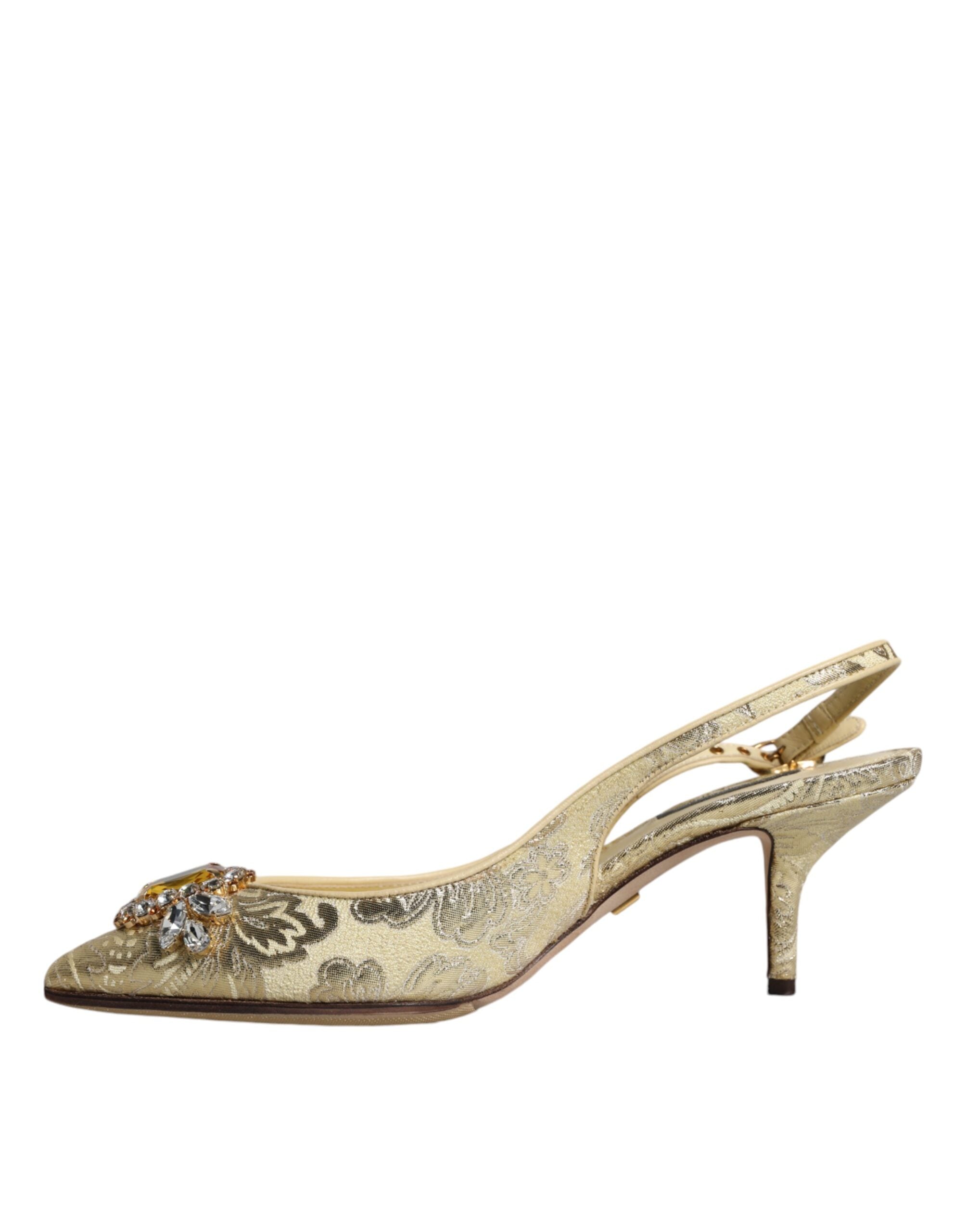 Dolce & Gabbana Gold Crystal Pumps Heels Slingbacks Women's Shoes (Pre-Owned)
