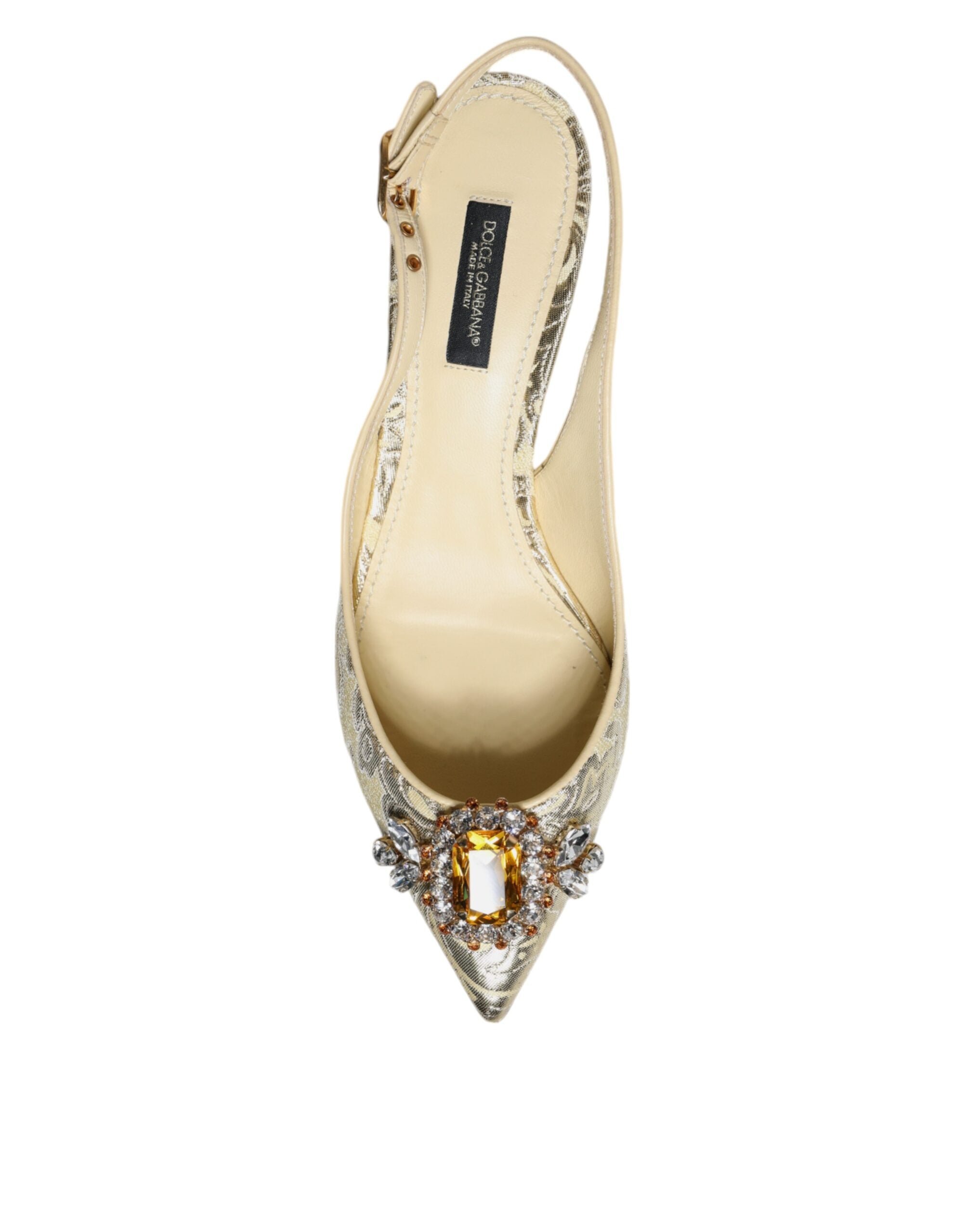 Dolce & Gabbana Gold Crystal Pumps Heels Slingbacks Women's Shoes (Pre-Owned)