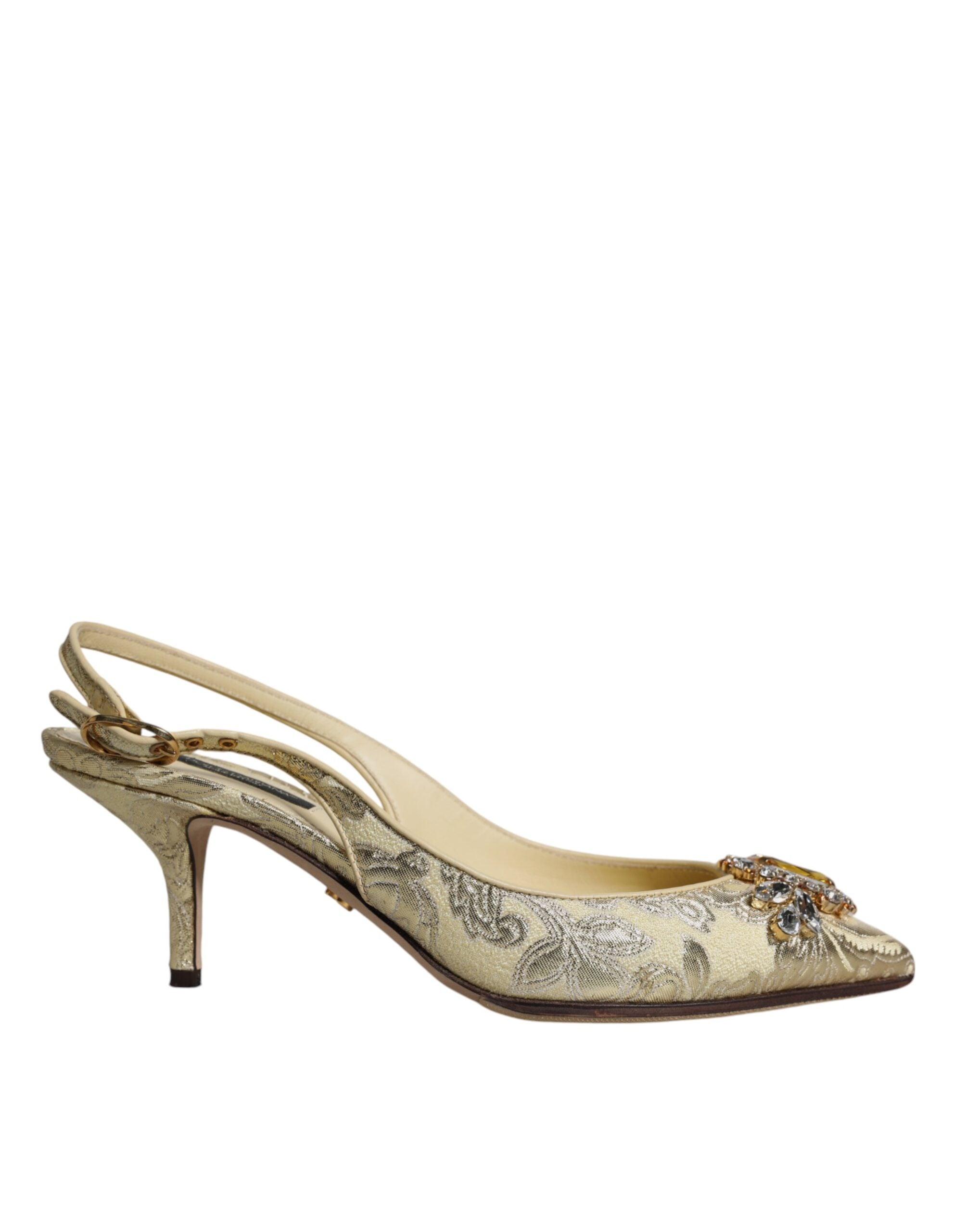Dolce & Gabbana Gold Crystal Pumps Heels Slingbacks Women's Shoes (Pre-Owned)