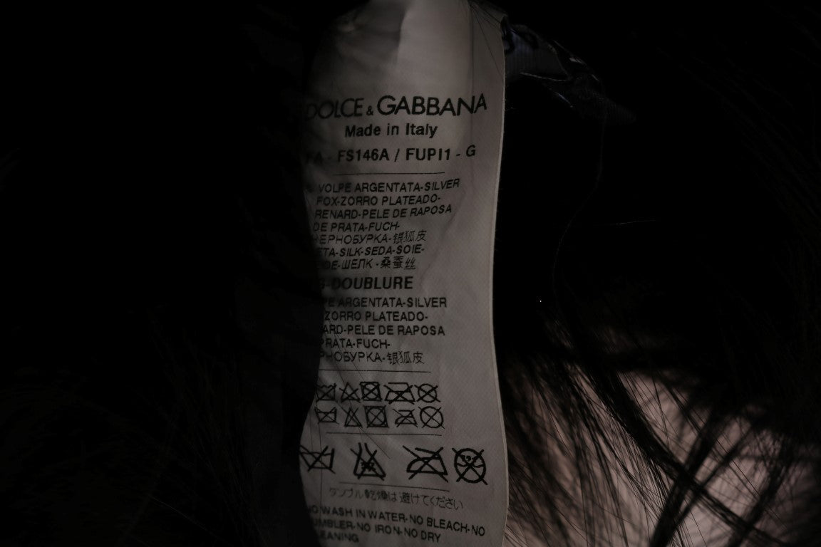 Dolce & Gabbana Black Silver Fox Fur Women's Scarf