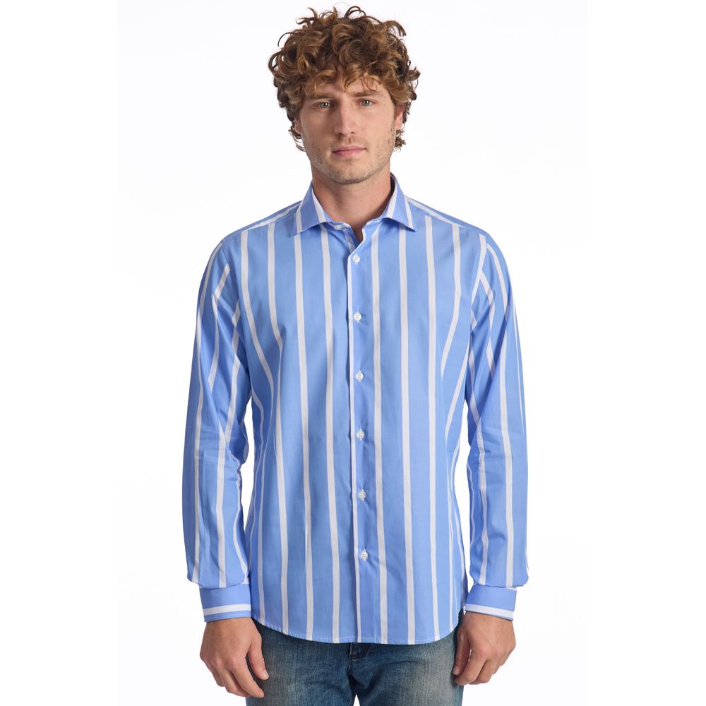 Baldinini Trend Light Blue Cotton Men Men's Shirt