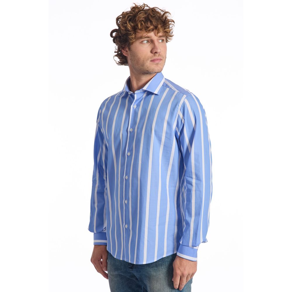 Baldinini Trend Light Blue Cotton Men Men's Shirt