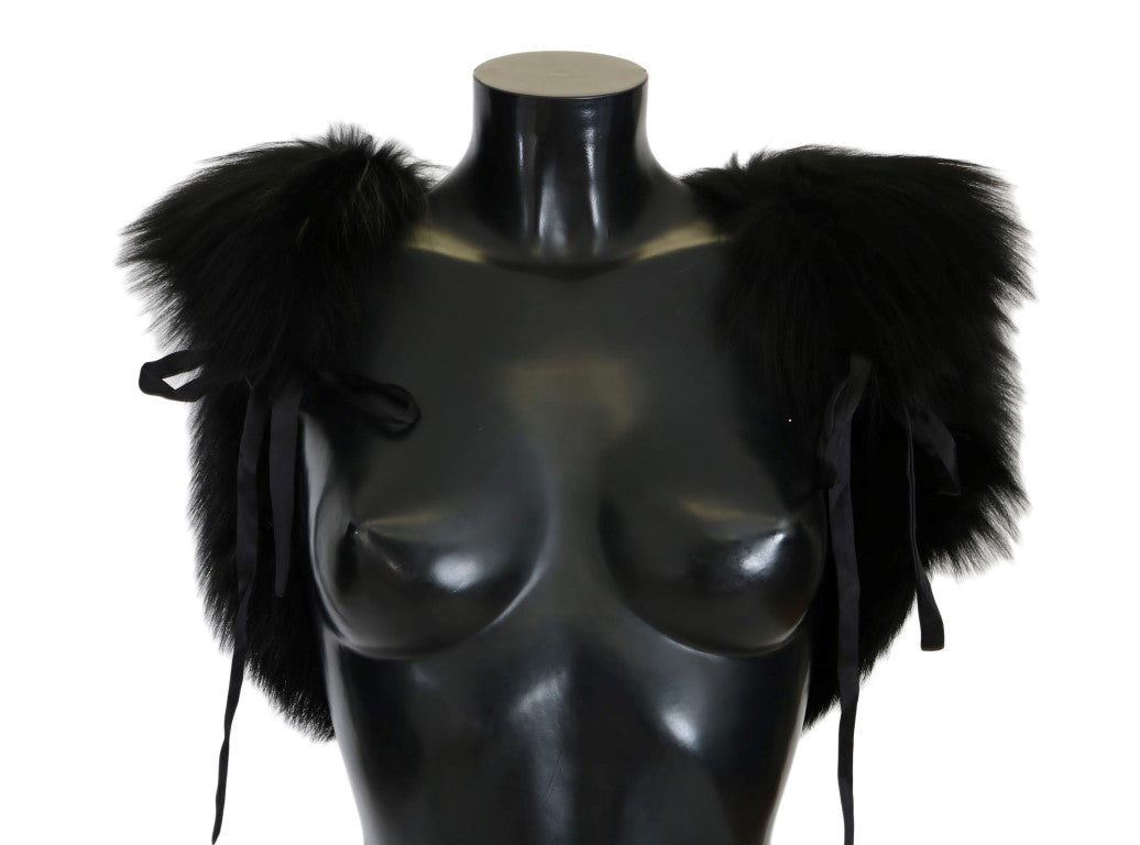Dolce & Gabbana Black Silver Fox Fur Women's Scarf