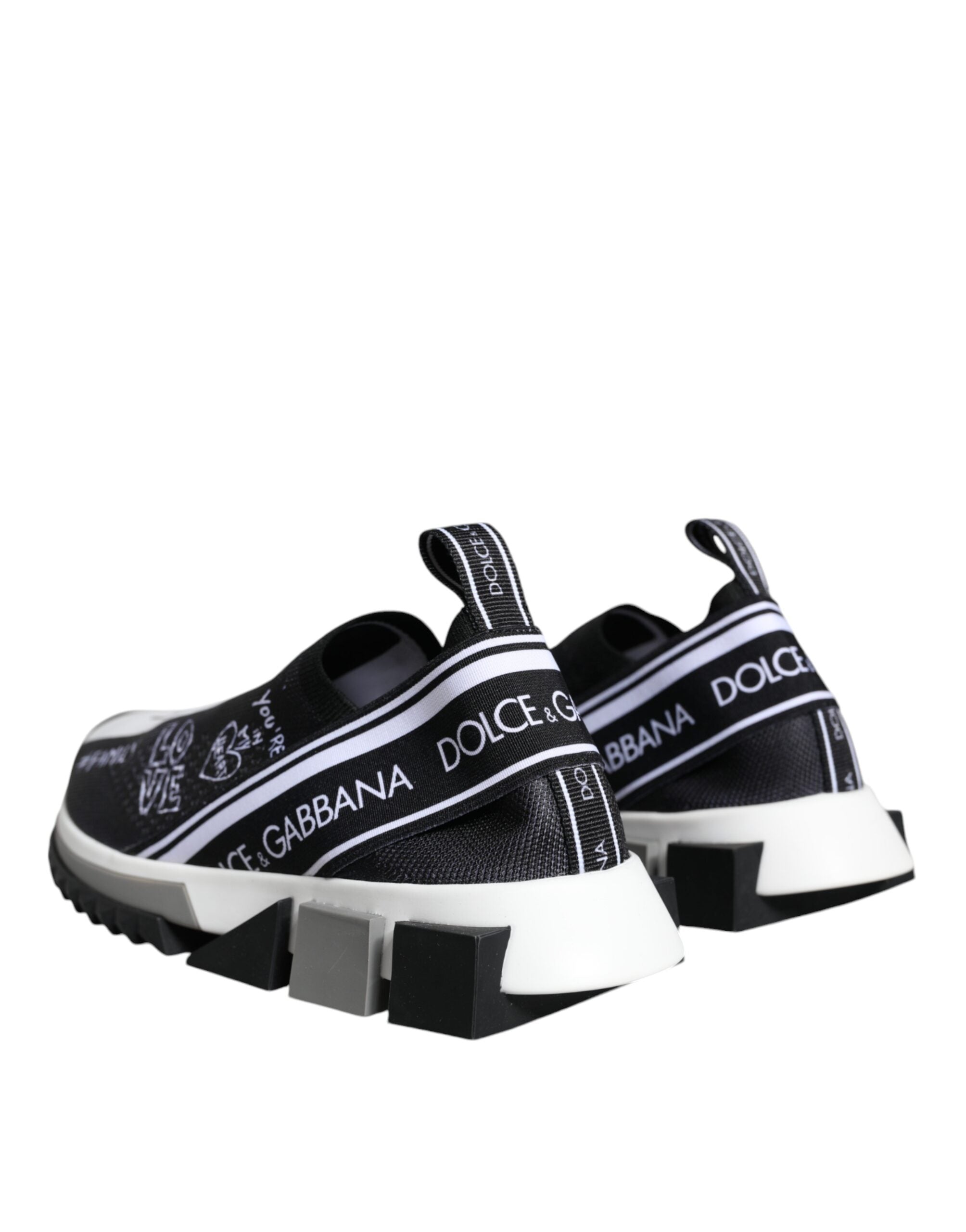 Dolce & Gabbana Black White Sorrento Low Top Sneakers Women's Shoes