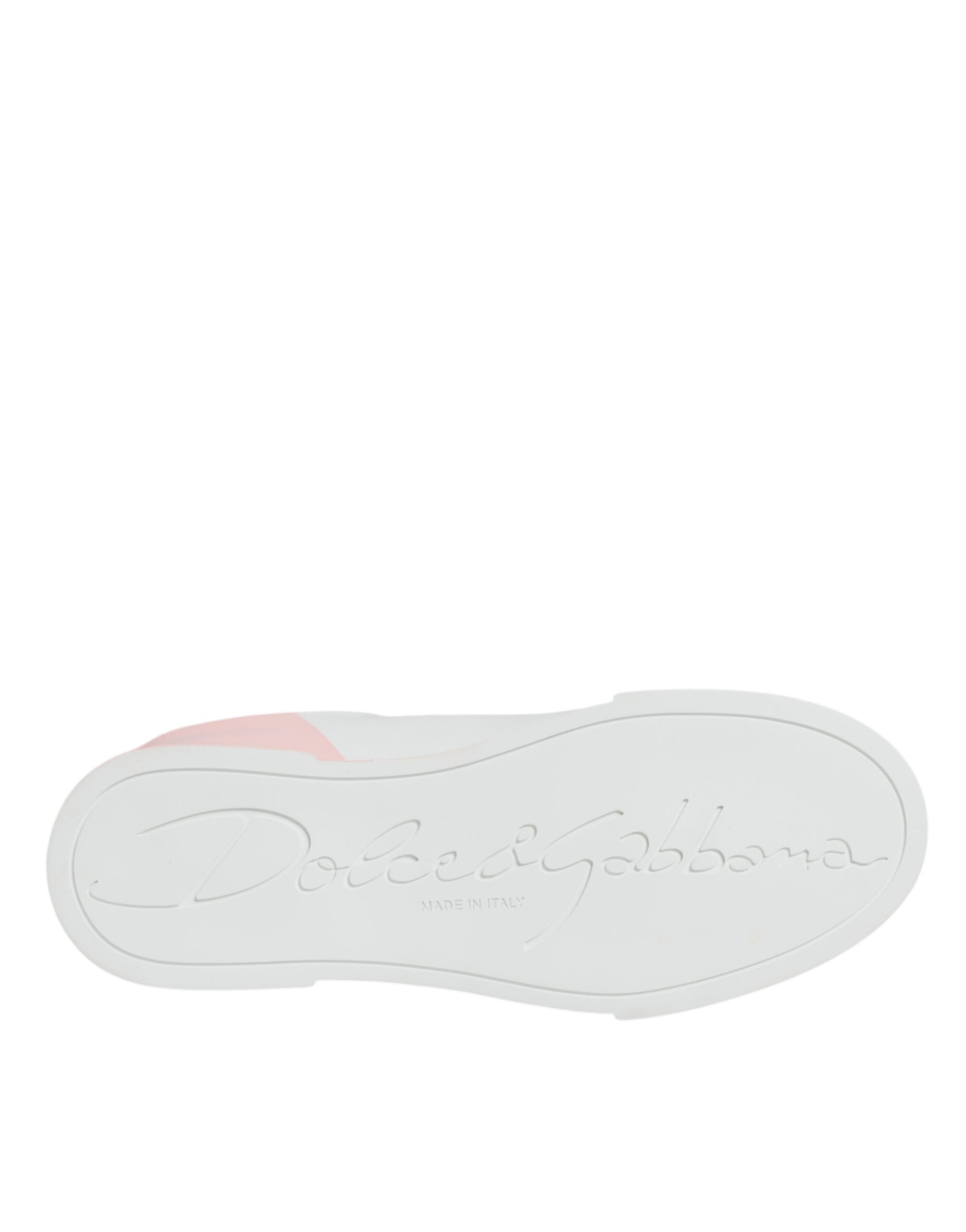 Dolce & Gabbana White Pink Portofino Low Top Sneakers Women's Shoes