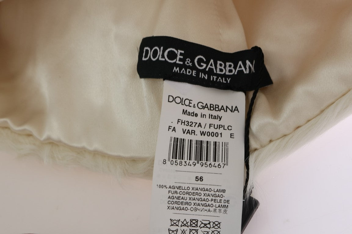 Dolce & Gabbana White Xiangao Lamb Fur Women's Beanie