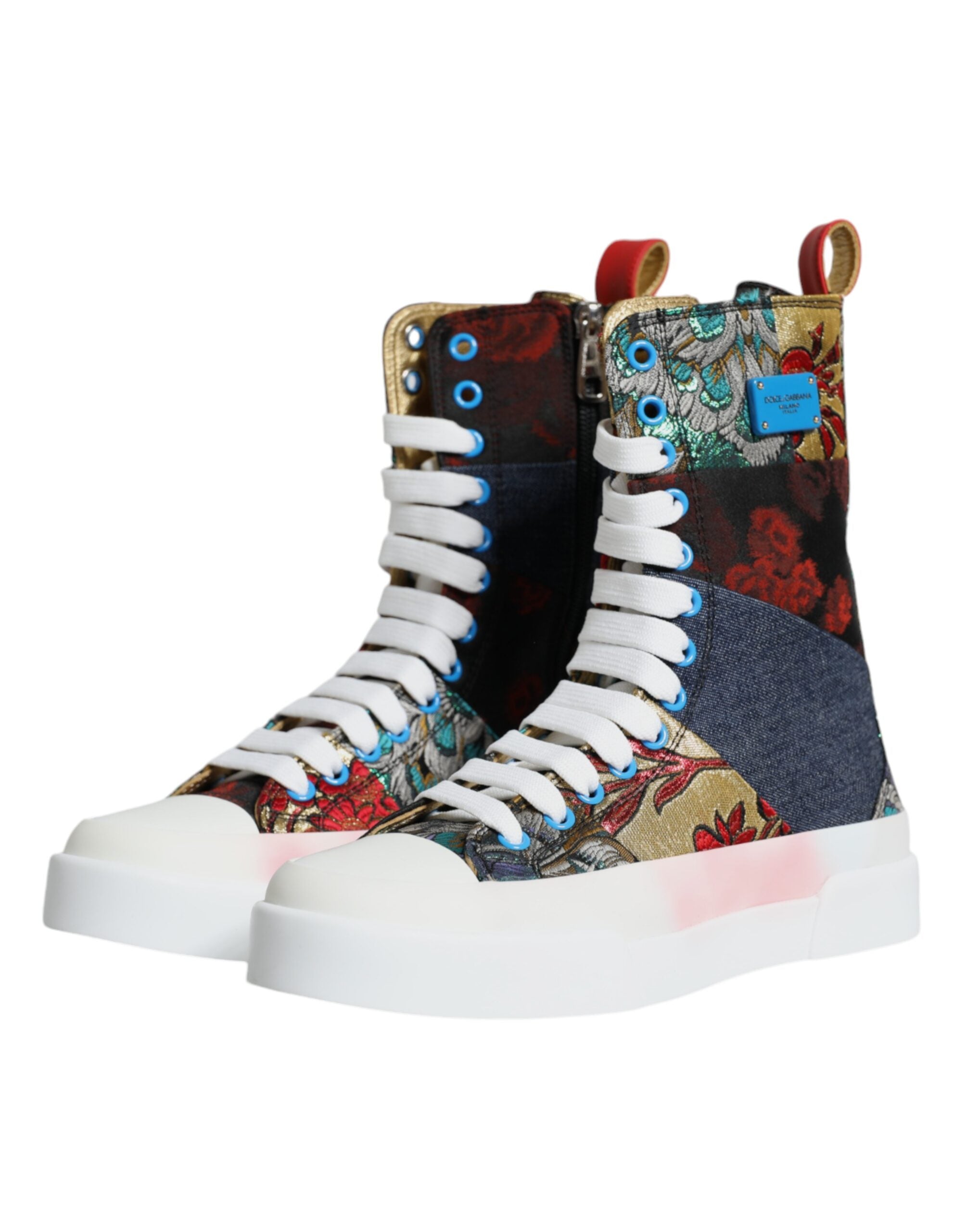 Dolce & Gabbana Multicolor Patchwork Logo High Top Sneakers Women's Shoes (Pre-Owned)