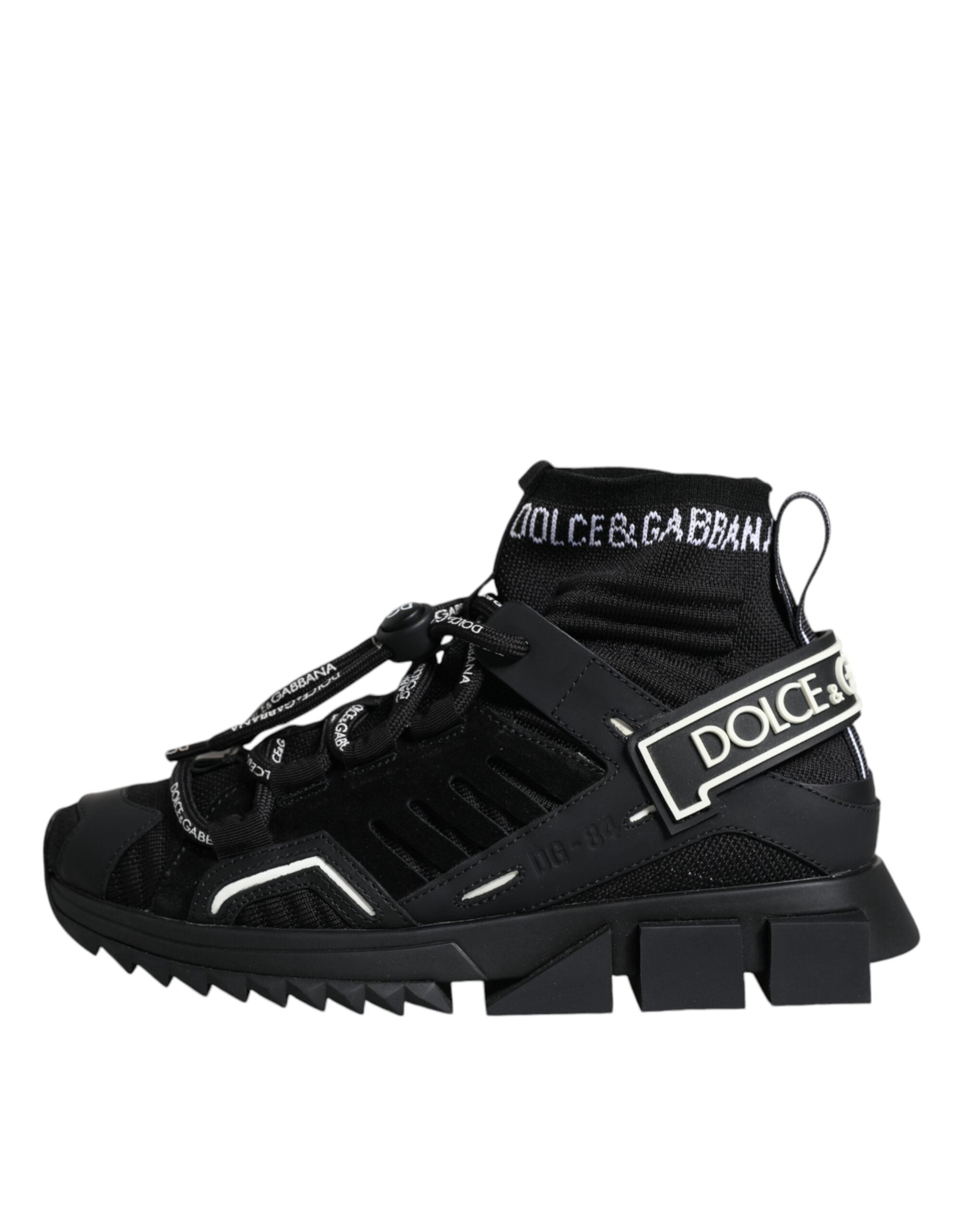 Dolce & Gabbana Black Sorrento Socks Logo Sneakers Women's Shoes
