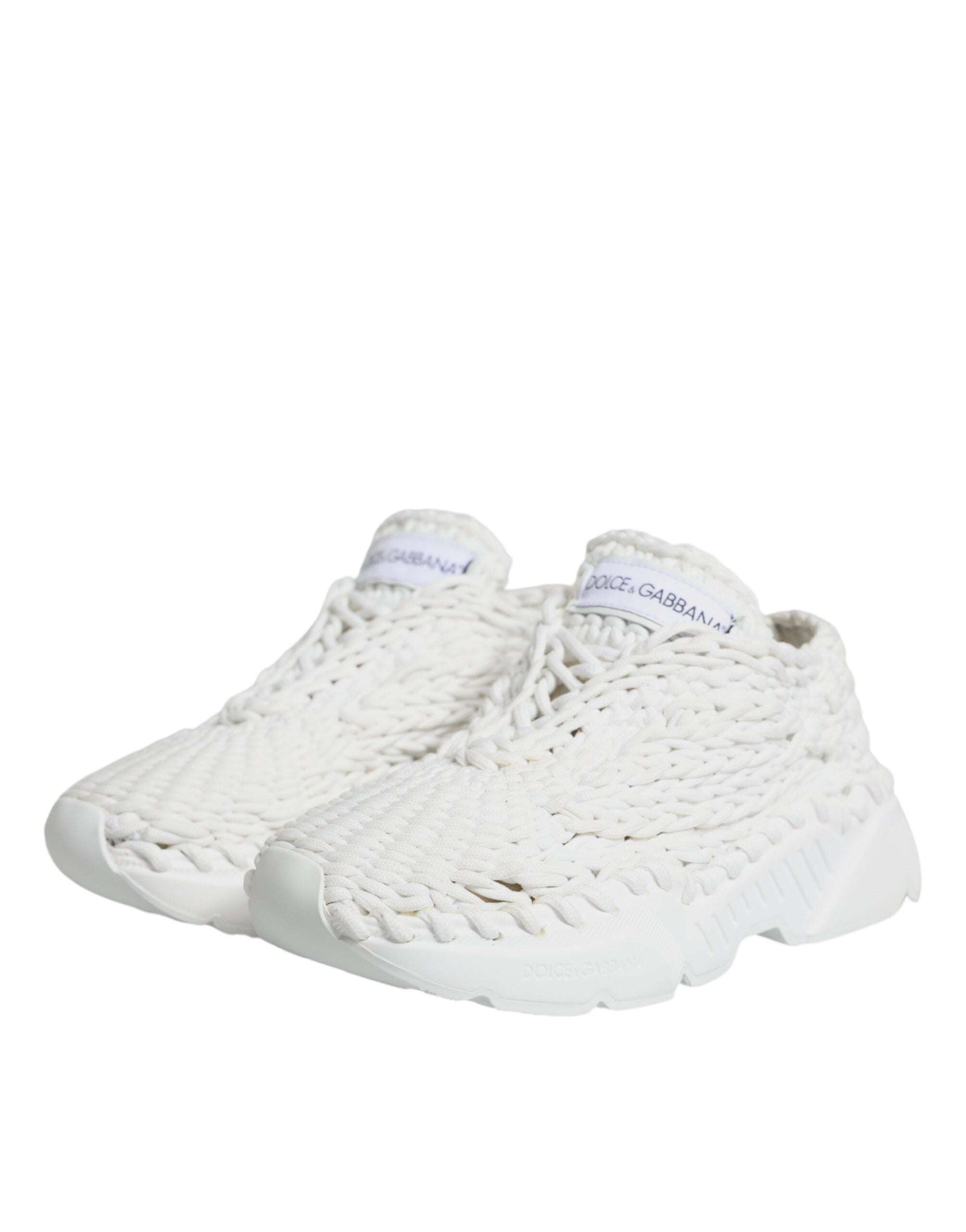Dolce & Gabbana White Knitted Daymaster Sneakers Women's Shoes (Pre-Owned)
