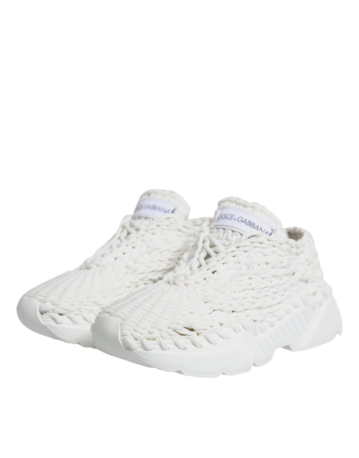 Dolce & Gabbana White Knitted Daymaster Sneakers Women's Shoes (Pre-Owned)