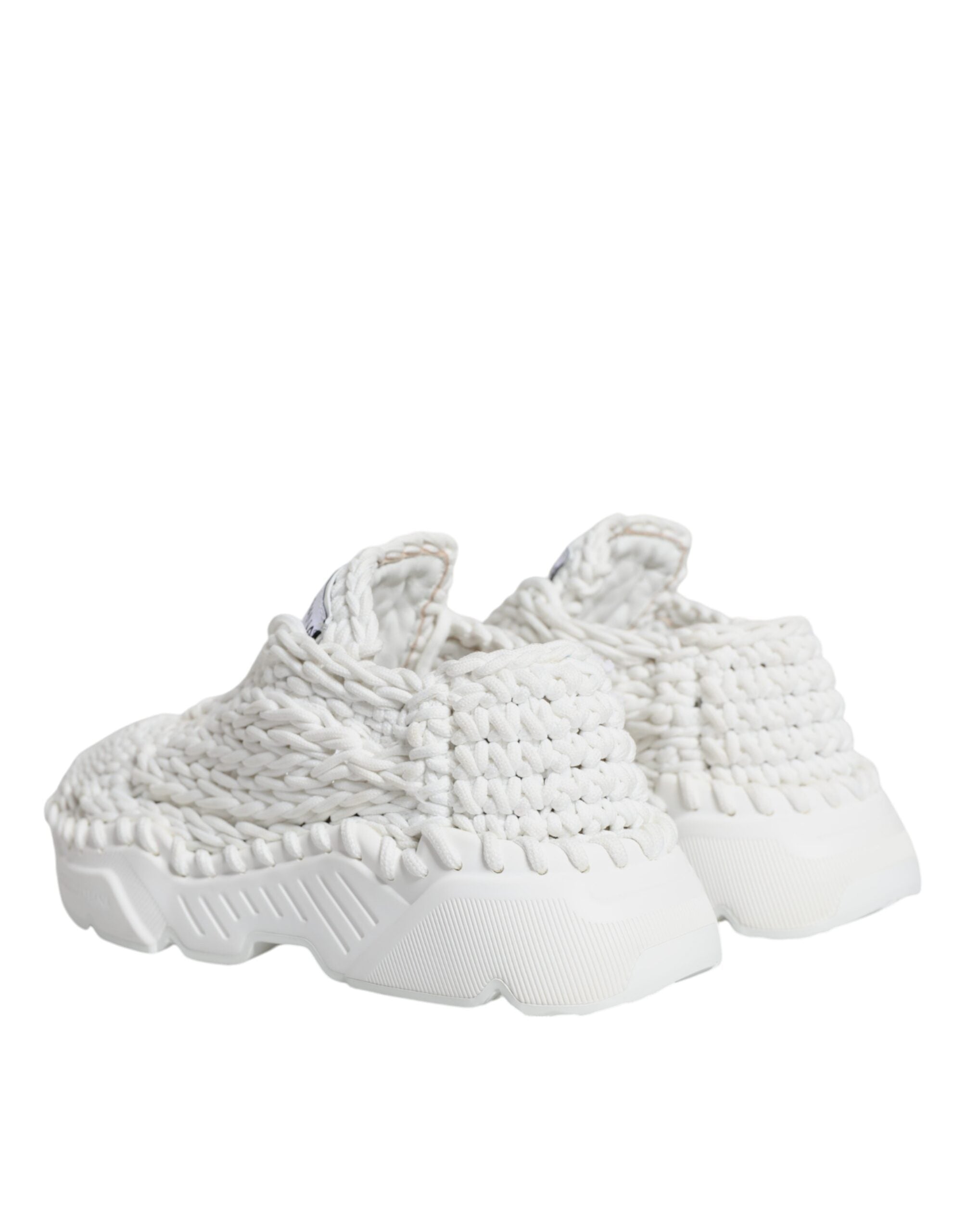 Dolce & Gabbana White Knitted Daymaster Sneakers Women's Shoes (Pre-Owned)