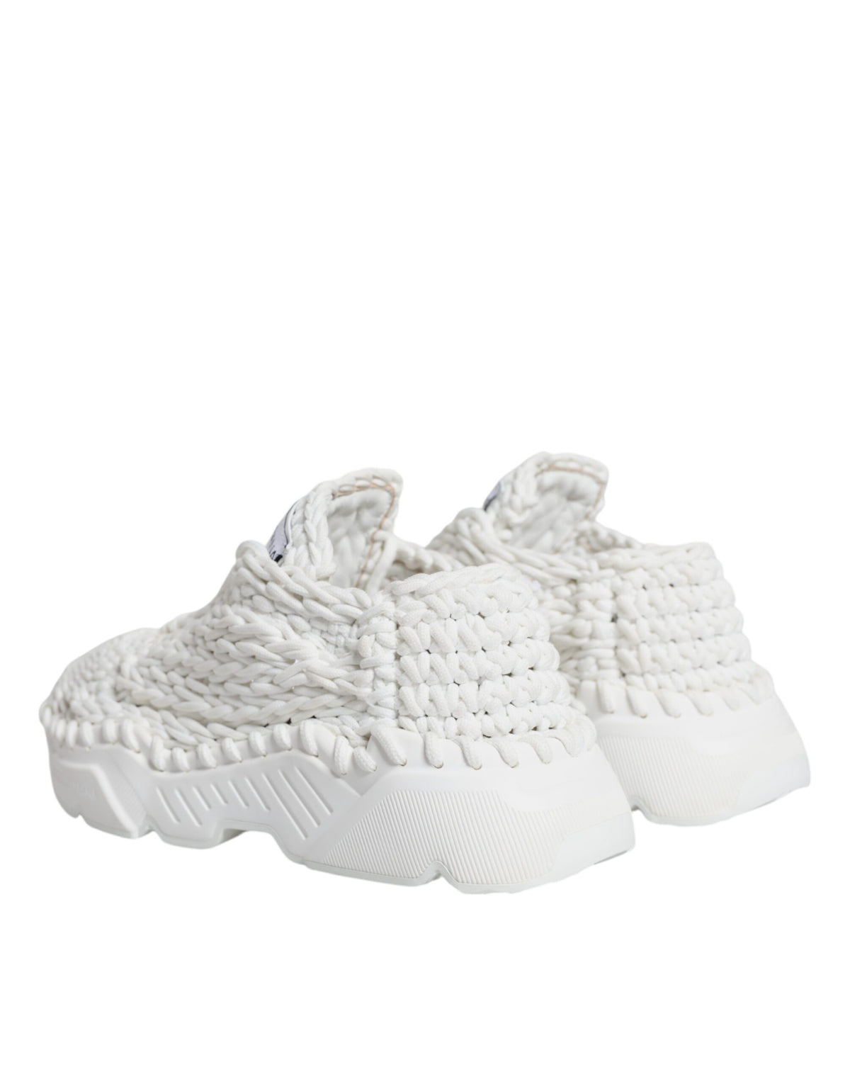 Dolce & Gabbana White Knitted Daymaster Sneakers Women's Shoes (Pre-Owned)