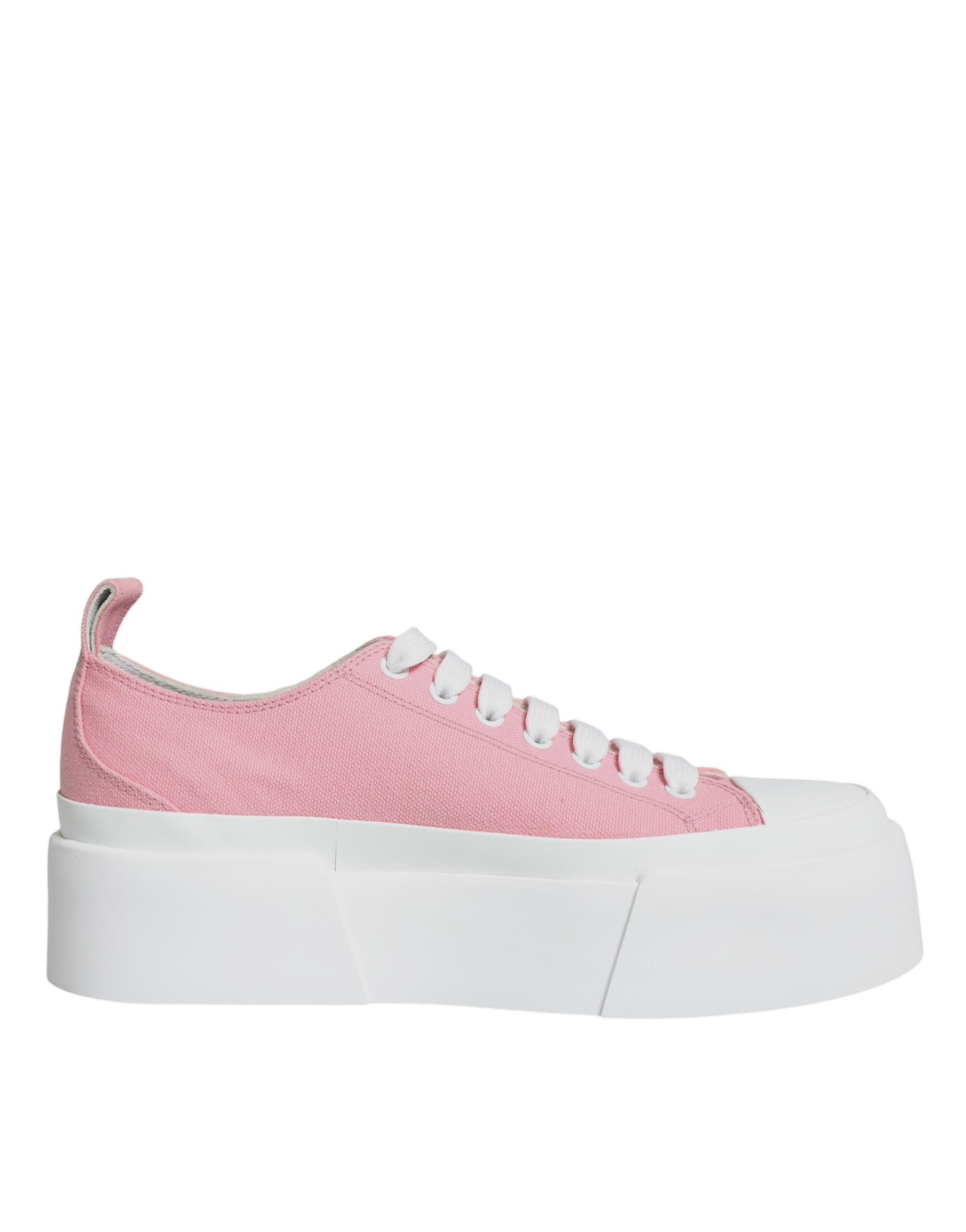 Dolce & Gabbana Pink White Canvas Logo Low Top Sneakers Women's Shoes