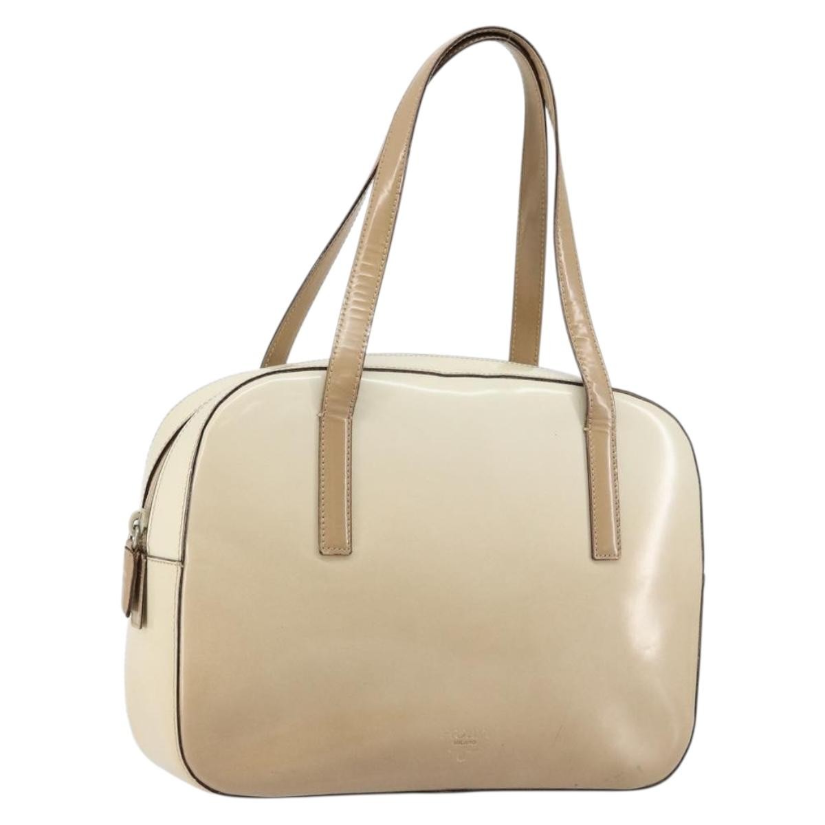 Prada Re-Edition 1995 Patent Leather Beige Patent_Leather Handbag (Pre-Owned)