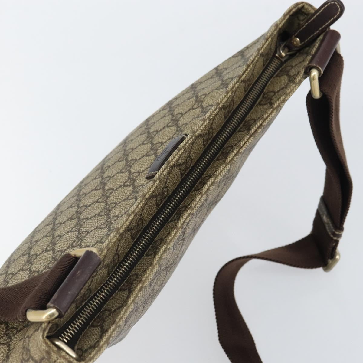 Gucci Zip Top Messenger Gg Coated Canvas Beige Pvc Shoulder Bag Bag (Pre-Owned)