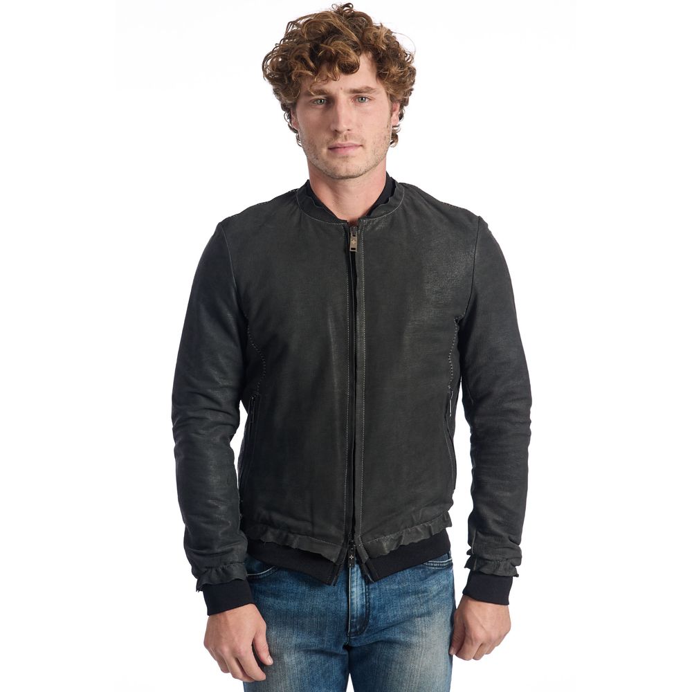 Roberto Pepe Luxury Gray Lambskin Men Men's Jacket