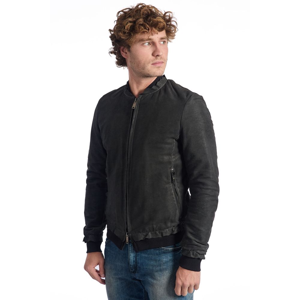 Roberto Pepe Luxury Gray Lambskin Men Men's Jacket