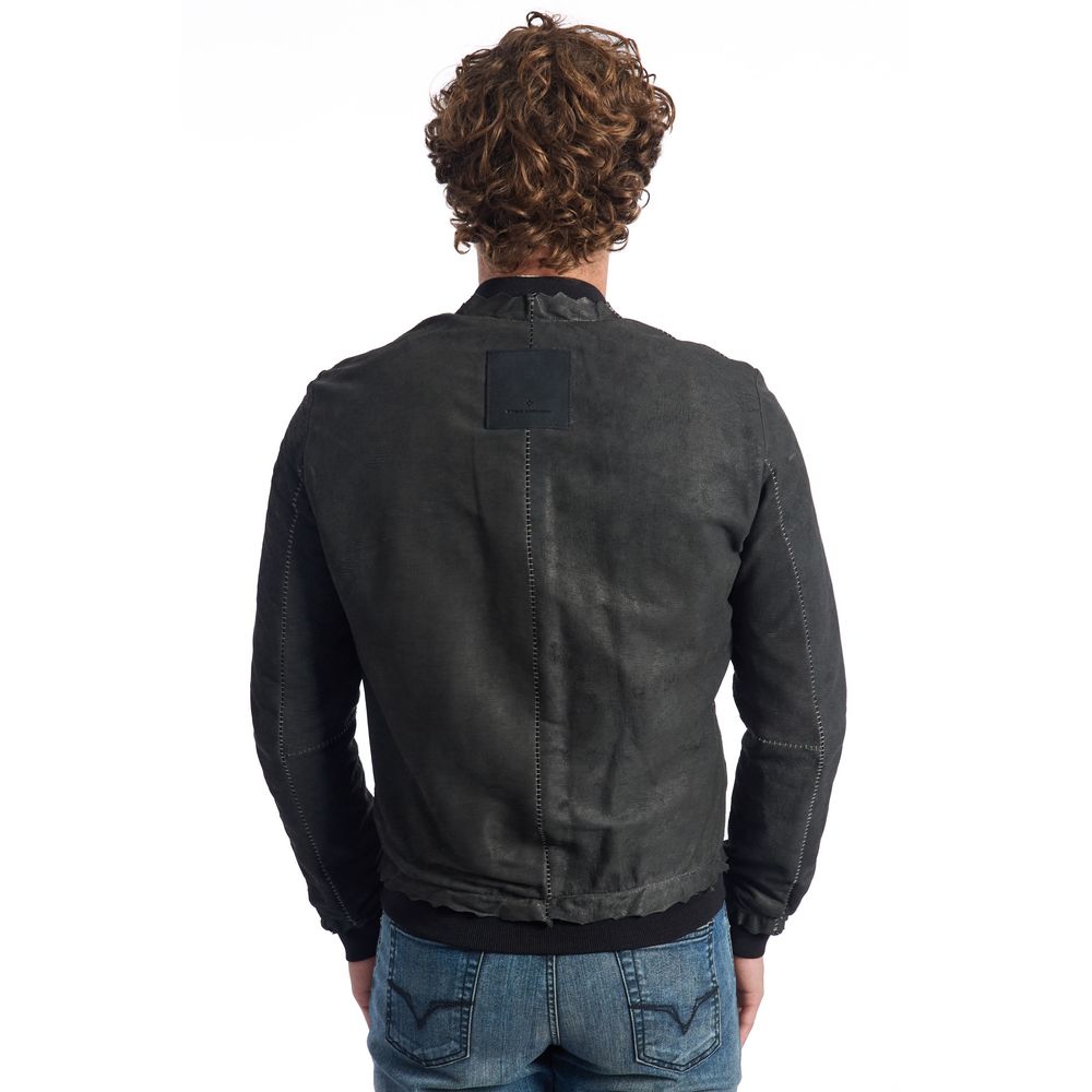 Roberto Pepe Luxury Gray Lambskin Men Men's Jacket