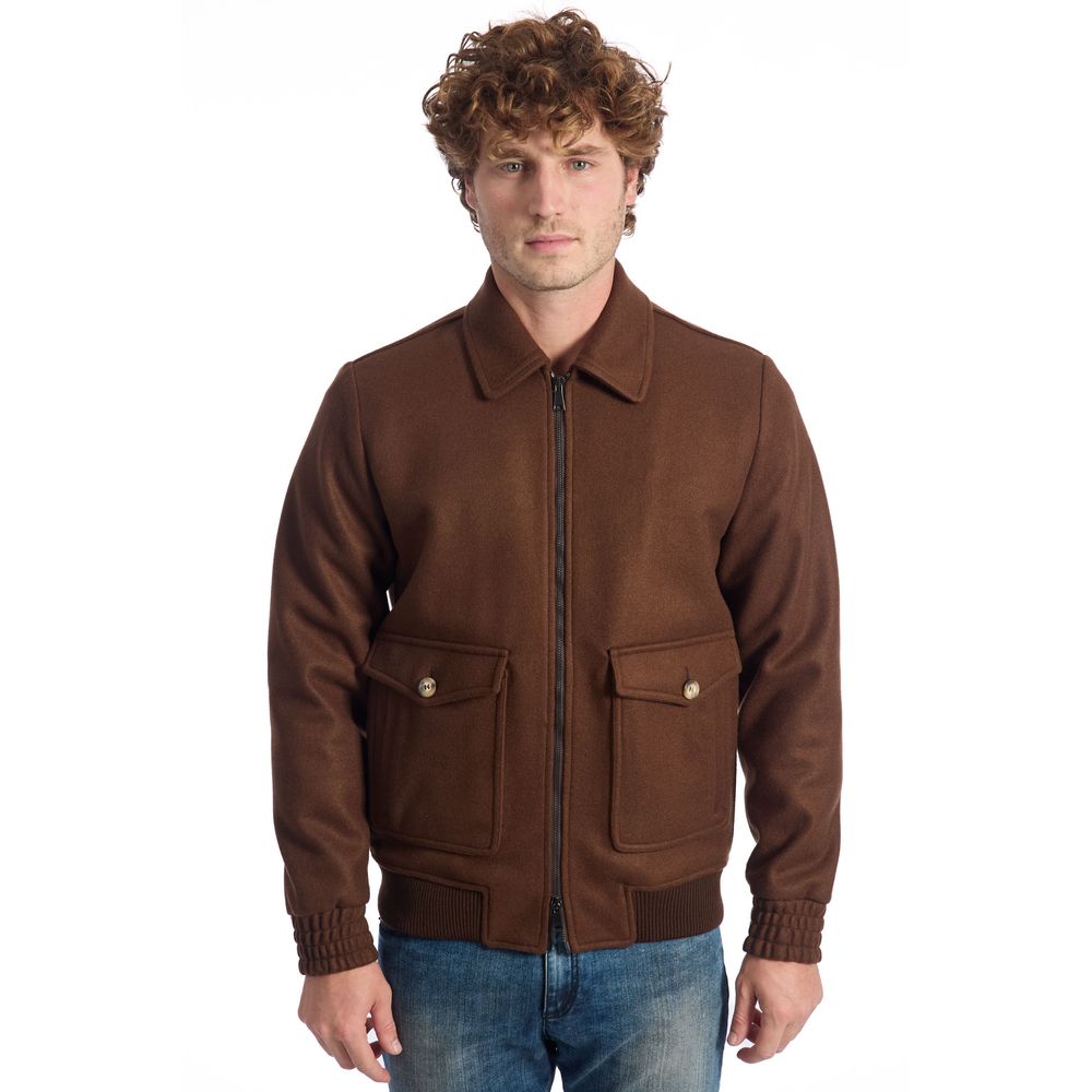 Roberto Pepe Luxury Brown Wool Men Men's Jacket