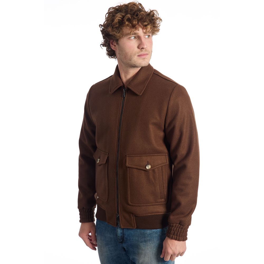 Roberto Pepe Luxury Brown Wool Men Men's Jacket