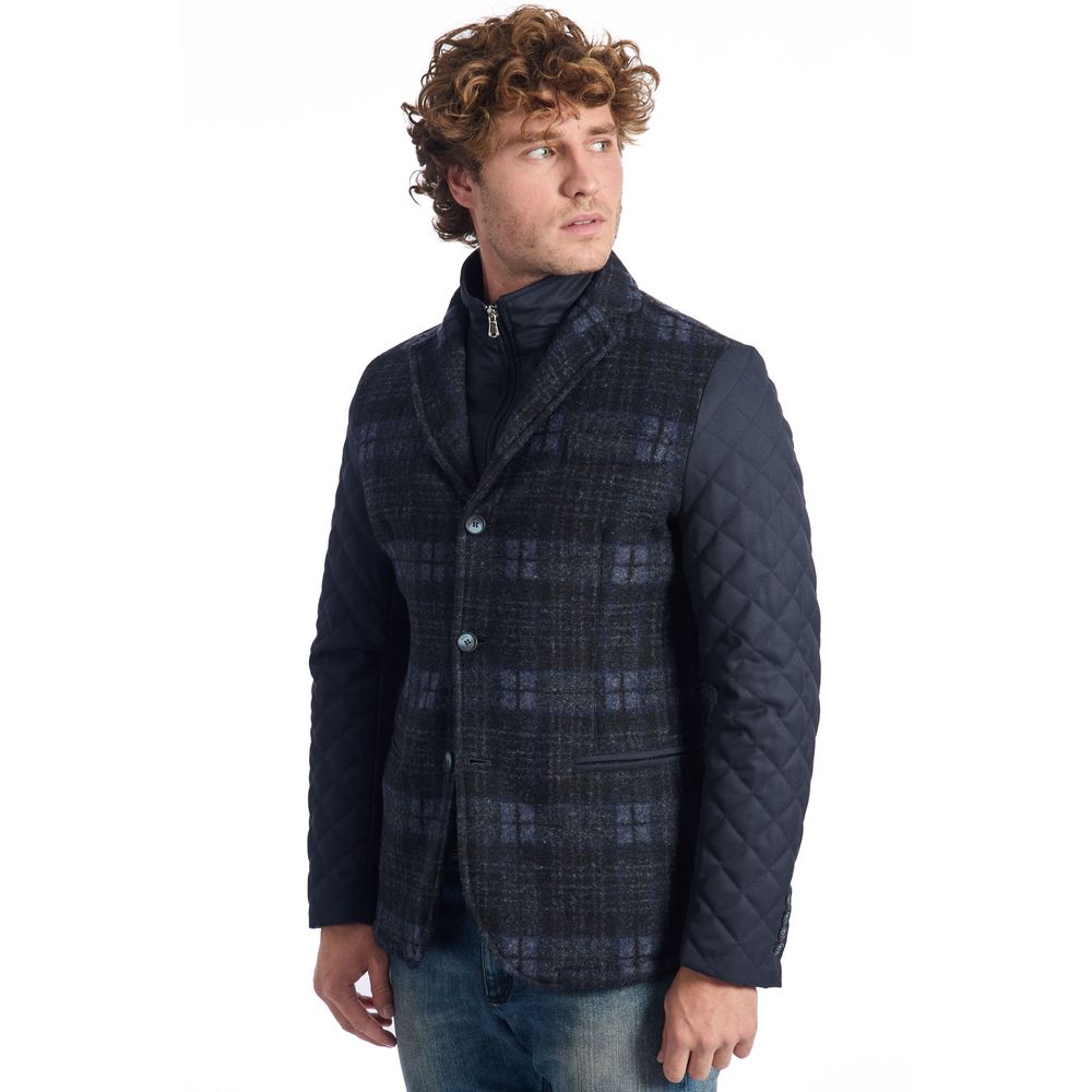 Roberto Pepe Luxury Blue Wool Men Men's Jacket