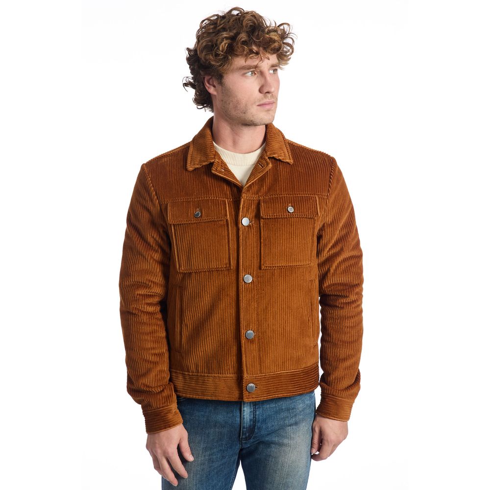 Roberto Pepe Luxury Brown Cotton Men Men's Jacket