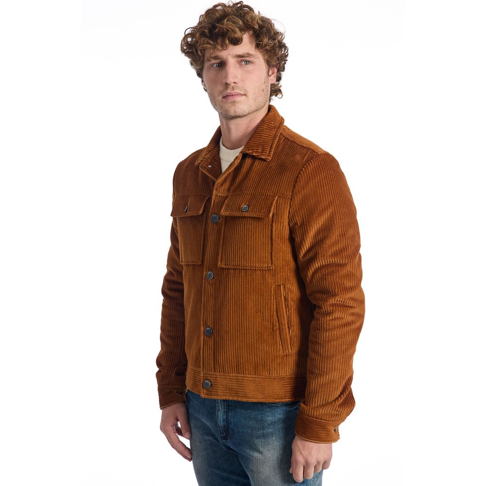 Roberto Pepe Luxury Brown Cotton Men Men's Jacket