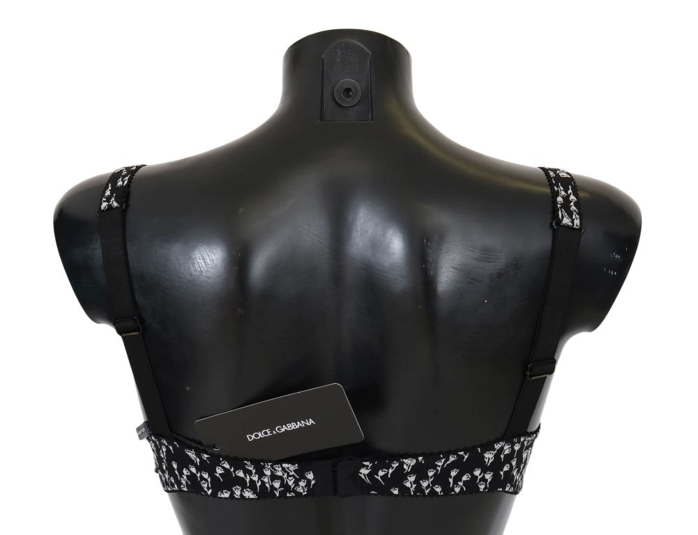 Dolce & Gabbana Black Silk White Lace Stretch Underwear Women's Bra