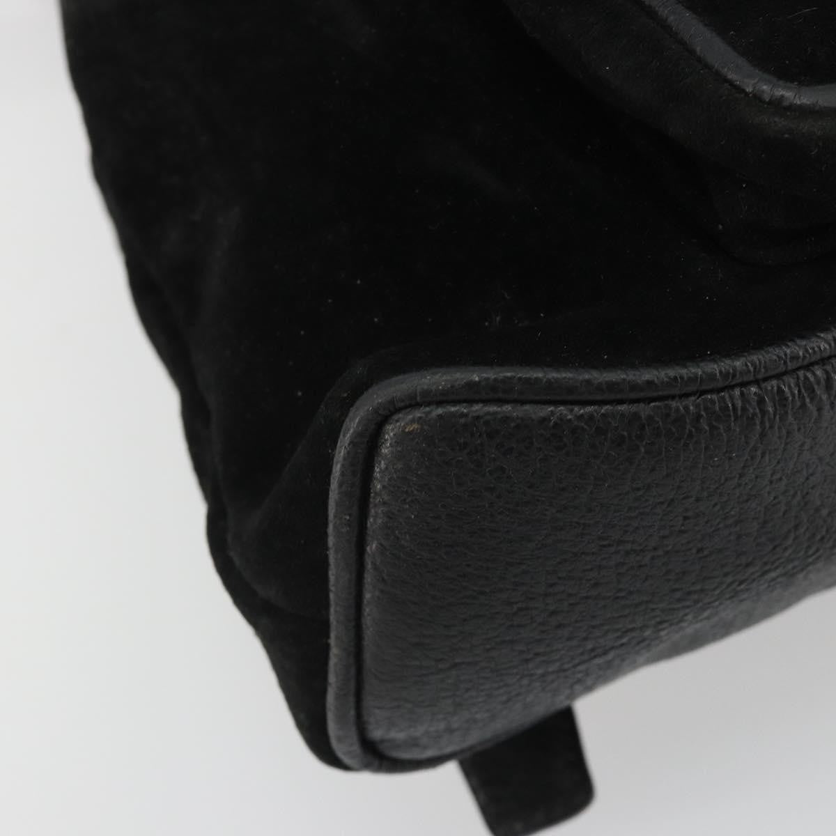 Gucci Gucci Bamboo Daim Black Suede Backpack Bag (Pre-Owned)