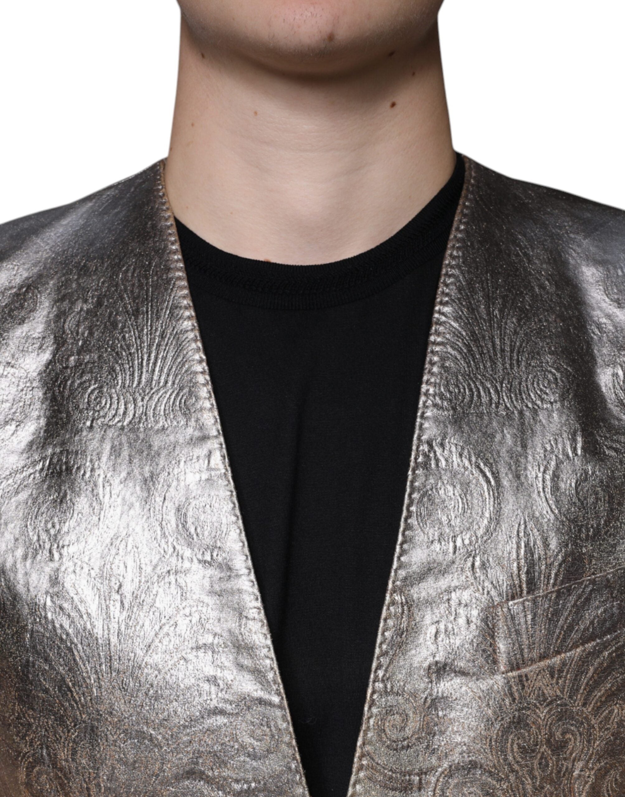 Dolce & Gabbana Gold Jacquard Single Breasted Dress Men's Blazer