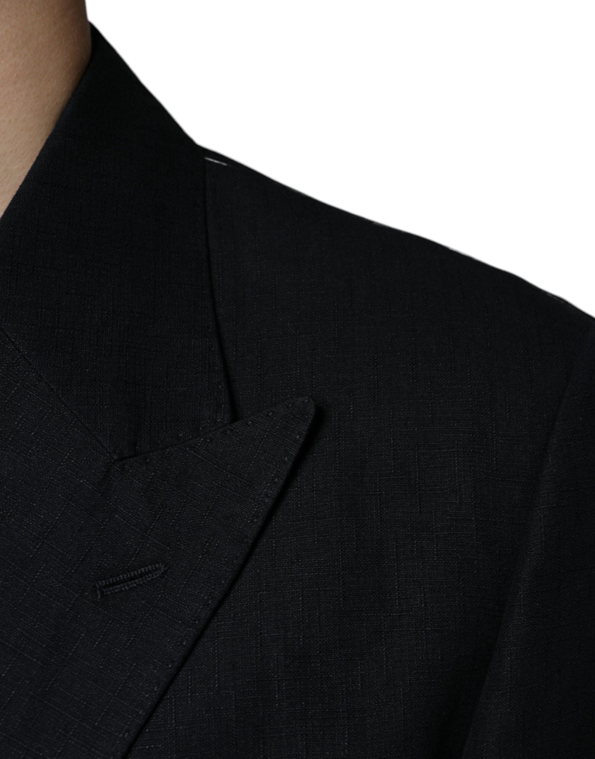 Dolce & Gabbana Dark Blue Linen Double Breasted Dress Men's Blazer