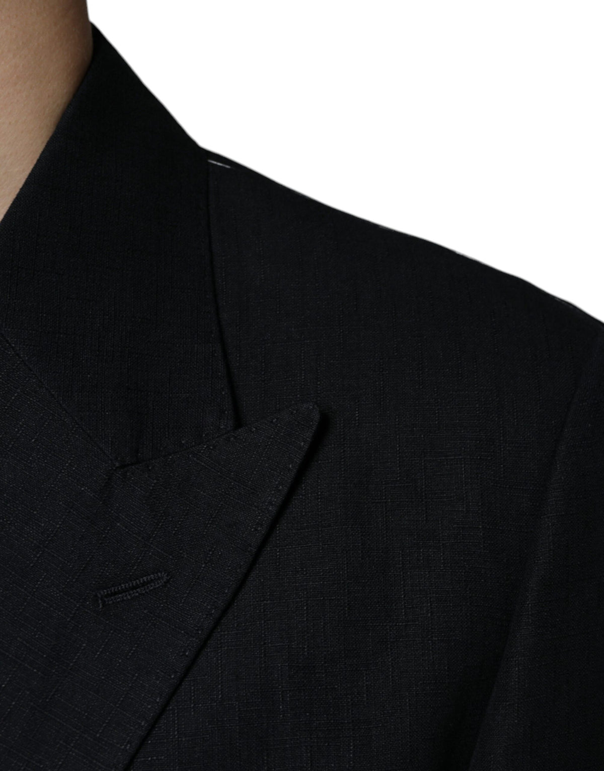 Dolce & Gabbana Dark Blue Linen Double Breasted Dress Men's Blazer