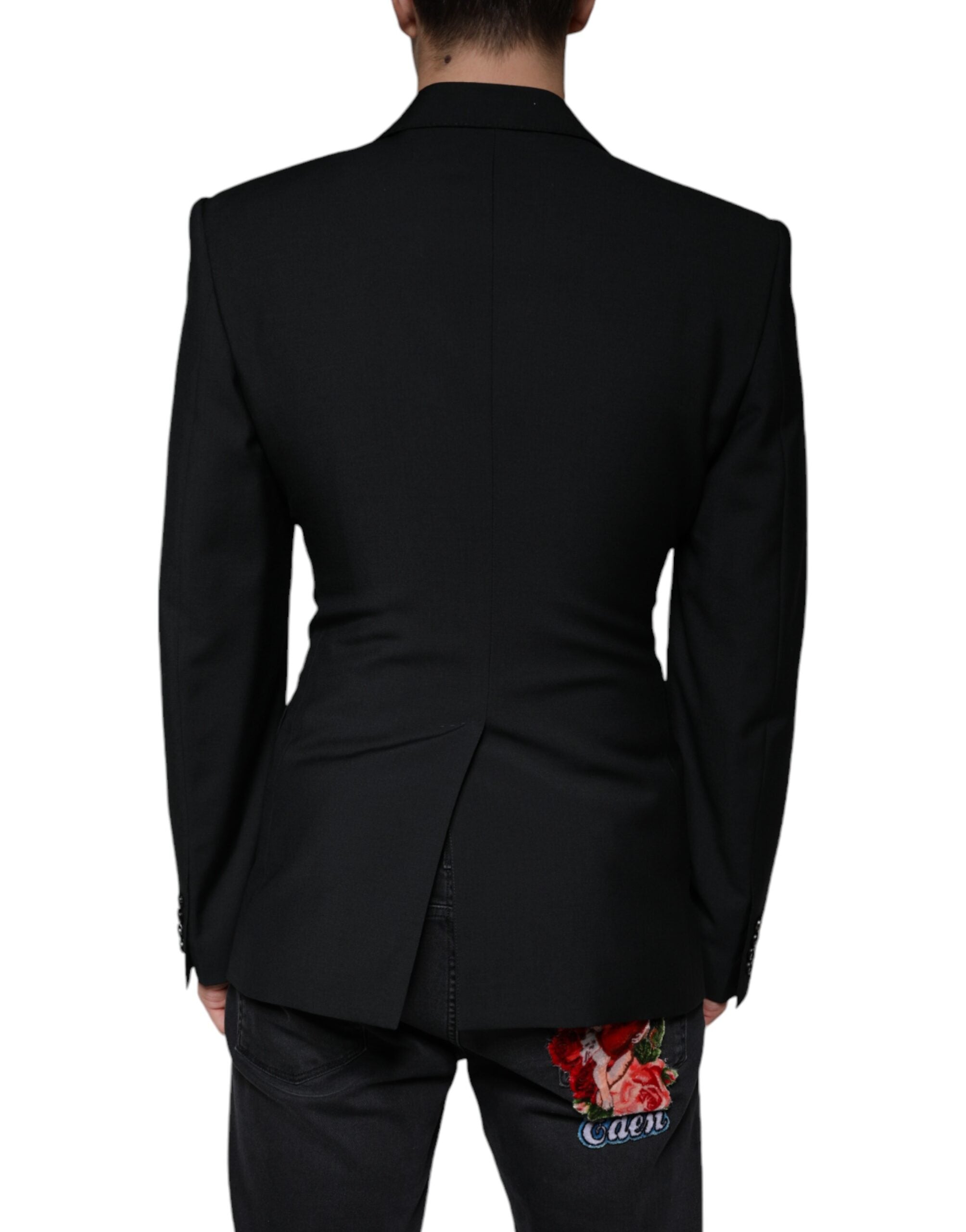 Dolce & Gabbana Dark Gray White Single Breasted Dress Men's Blazer