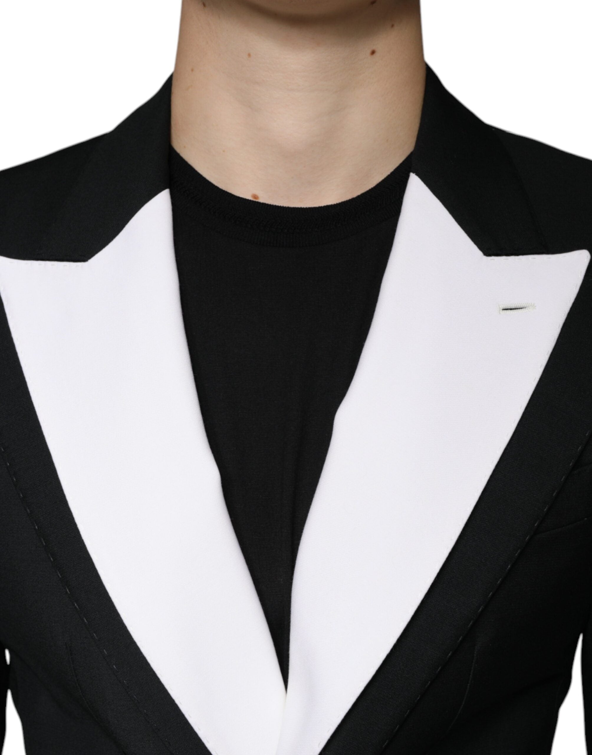 Dolce & Gabbana Dark Gray White Single Breasted Dress Men's Blazer