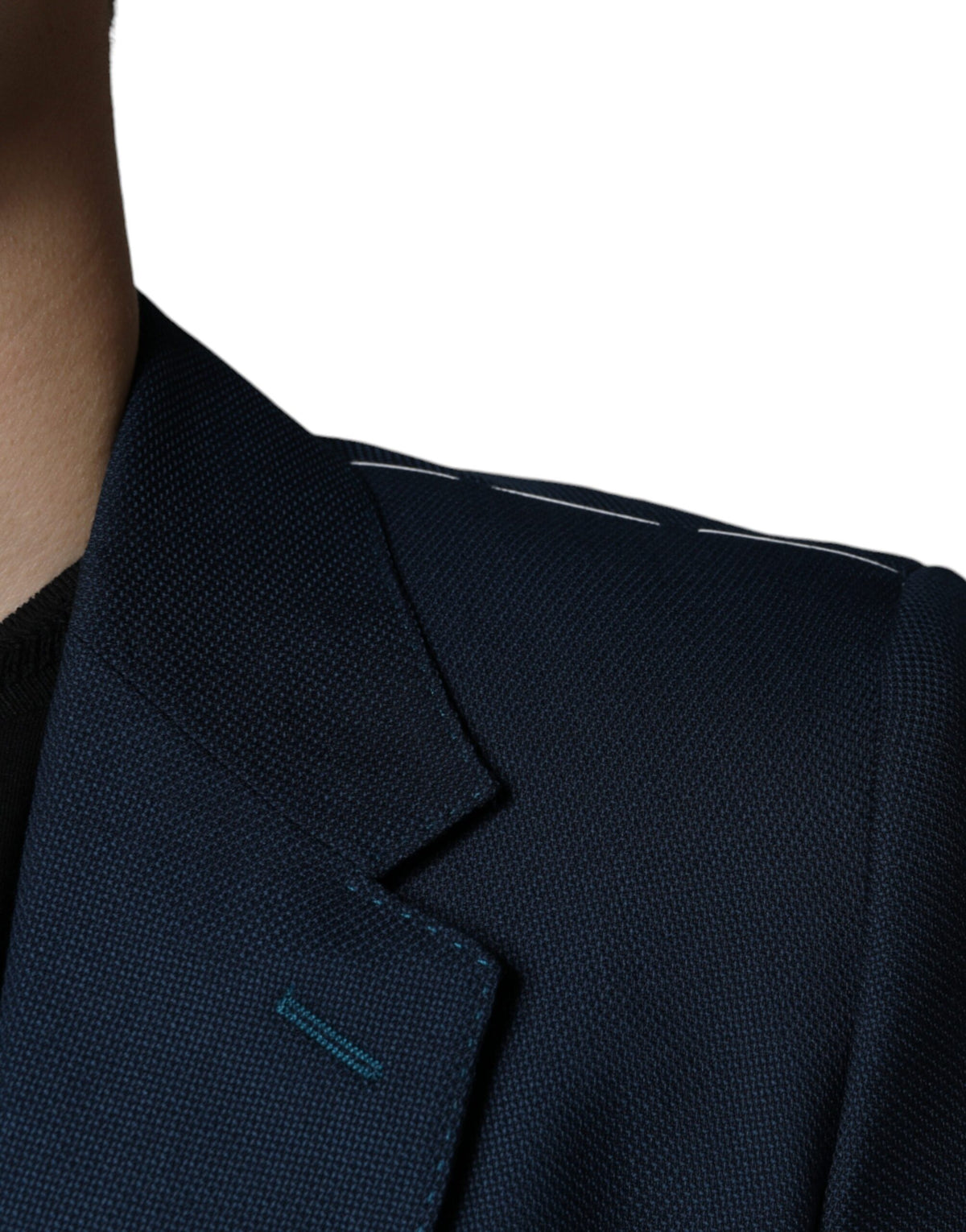 Dolce & Gabbana Blue Wool Logo Single Breasted Coat Men's Blazer (Pre-Owned)