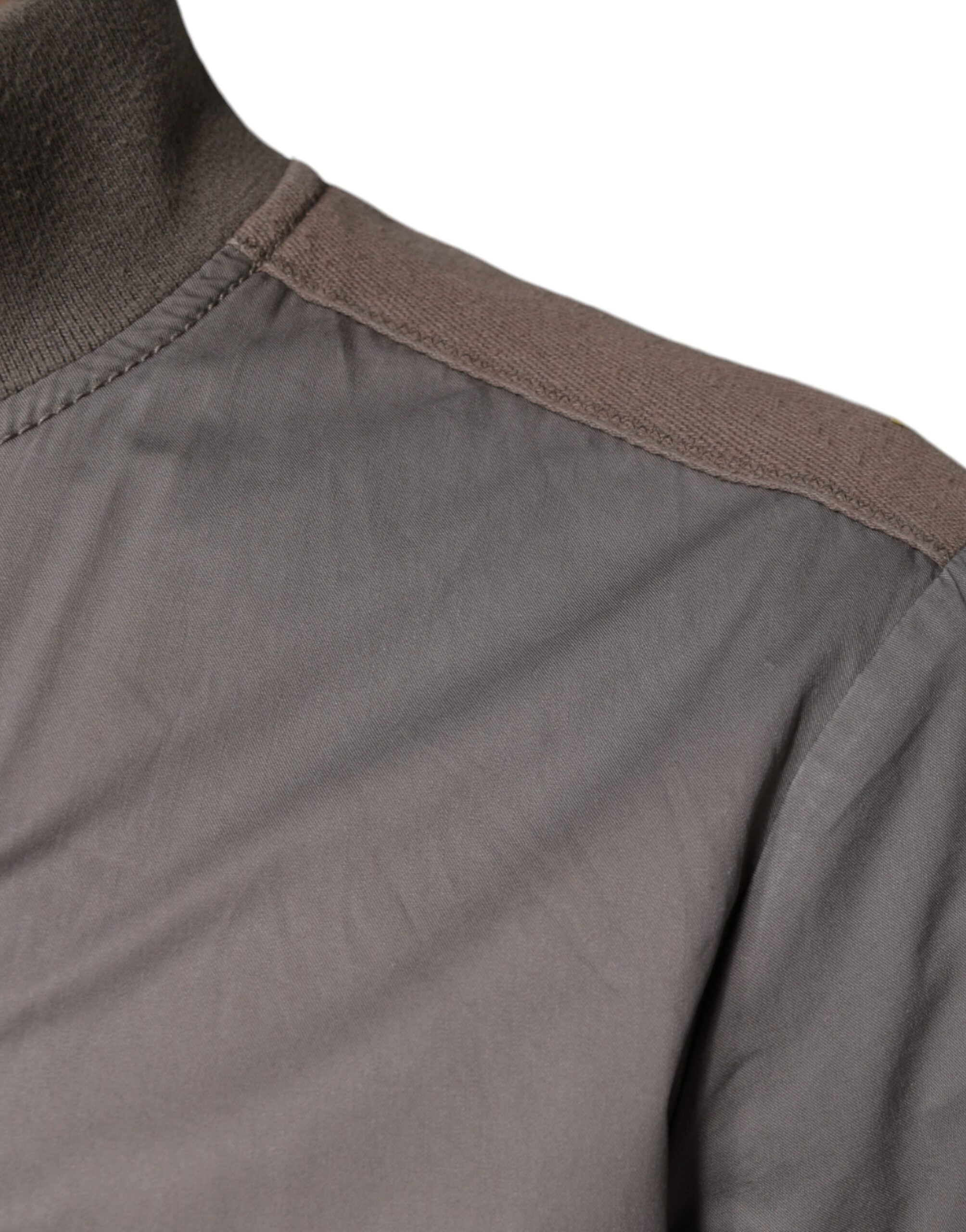 Armani Jeans Brown Cotton Full Zip Bomber Logo Men's Jacket