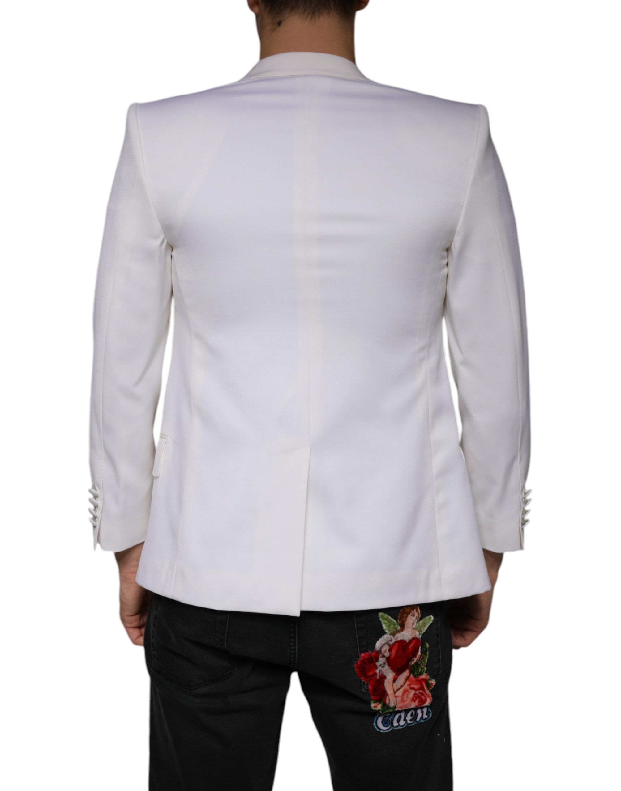 Dolce & Gabbana Off White Wool Single Breasted Dress Men's Blazer