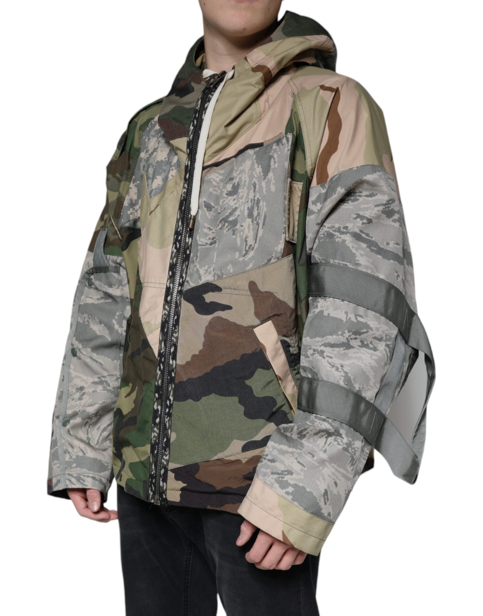 Dolce & Gabbana Multicolor Camouflage Full Zip Hooded Men's Jacket (Pre-Owned)