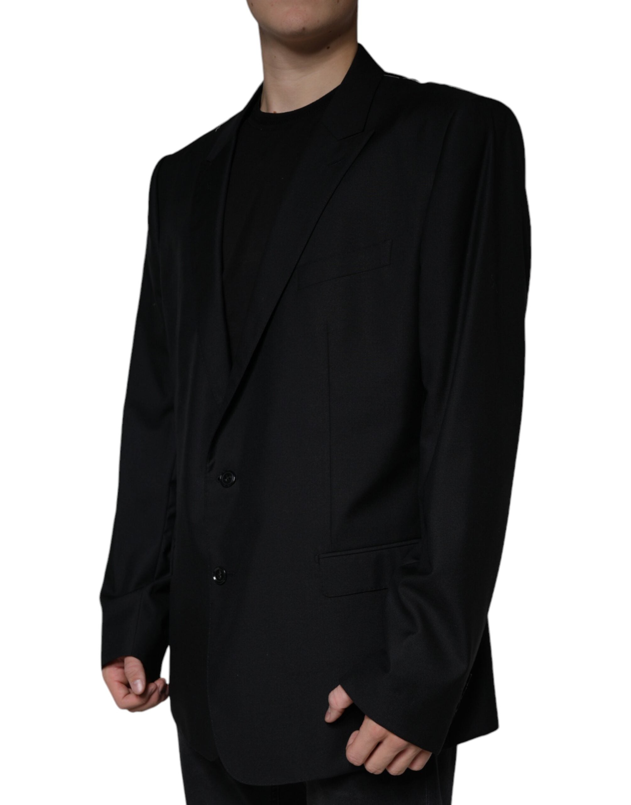 Dolce & Gabbana Black Wool Single Breasted Men Coat Men's Blazer (Pre-Owned)
