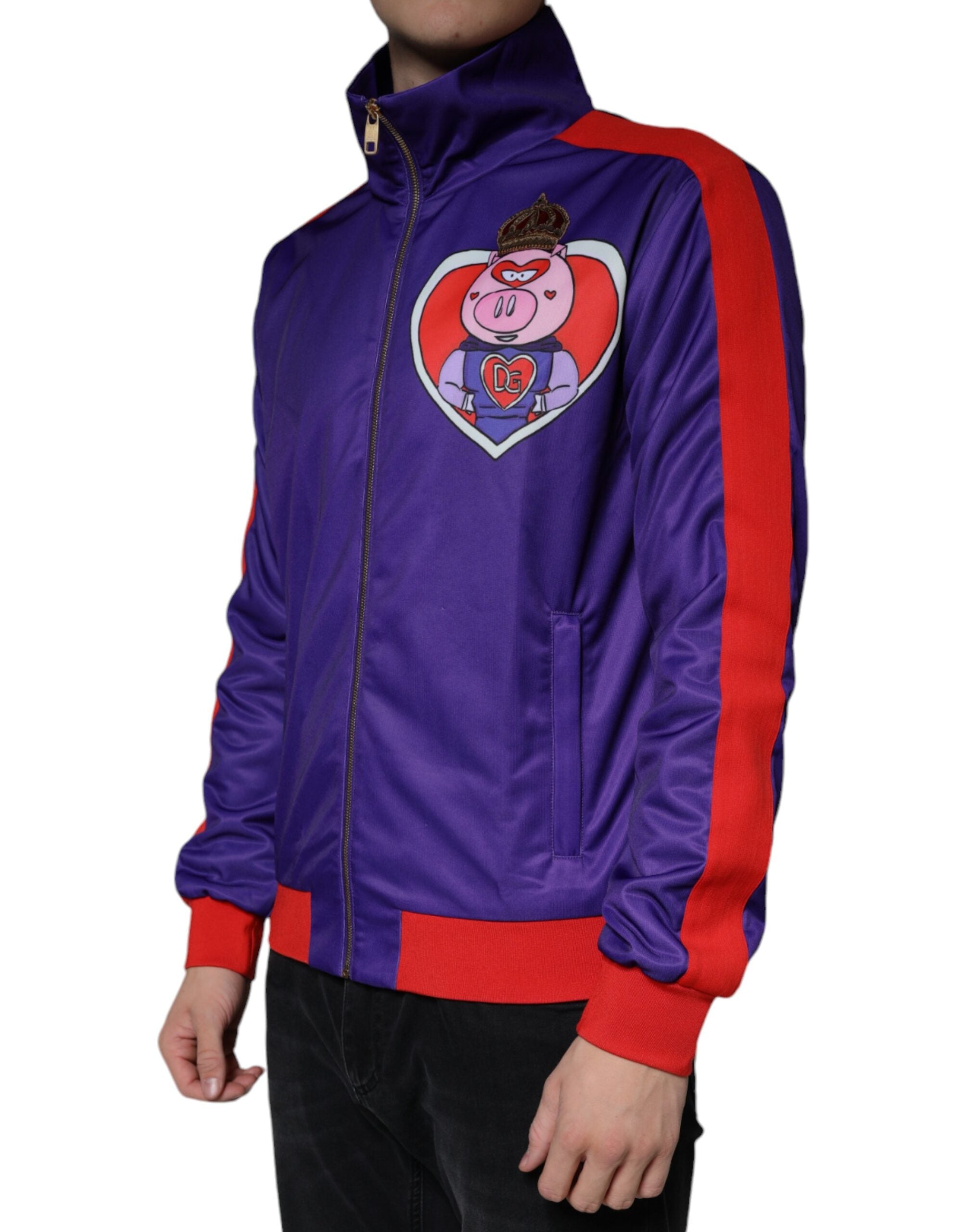 Dolce & Gabbana Purple YEAR OF THE PIG Full Zip Bomber Men's Jacket (Pre-Owned)