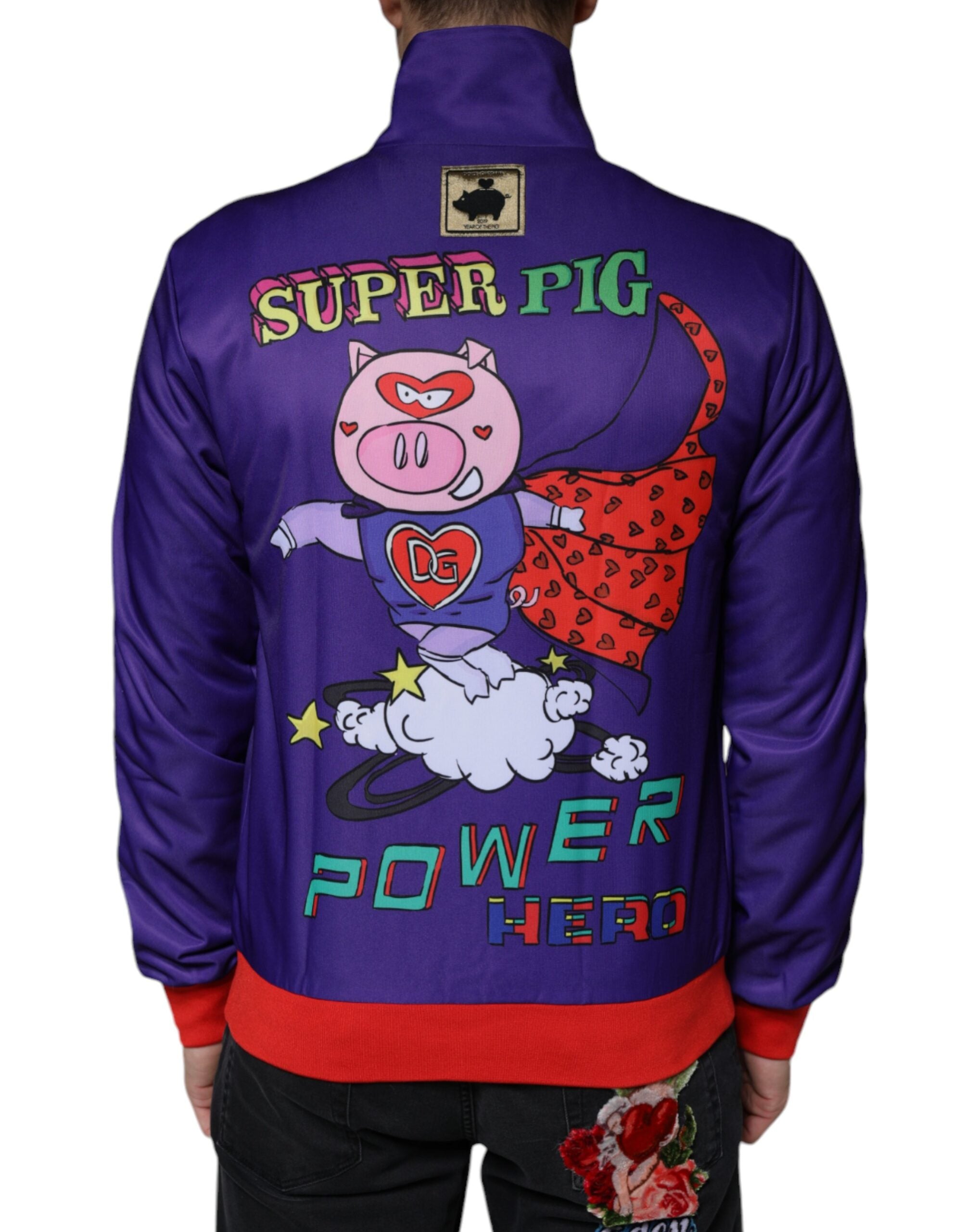 Dolce & Gabbana Purple YEAR OF THE PIG Full Zip Bomber Men's Jacket (Pre-Owned)