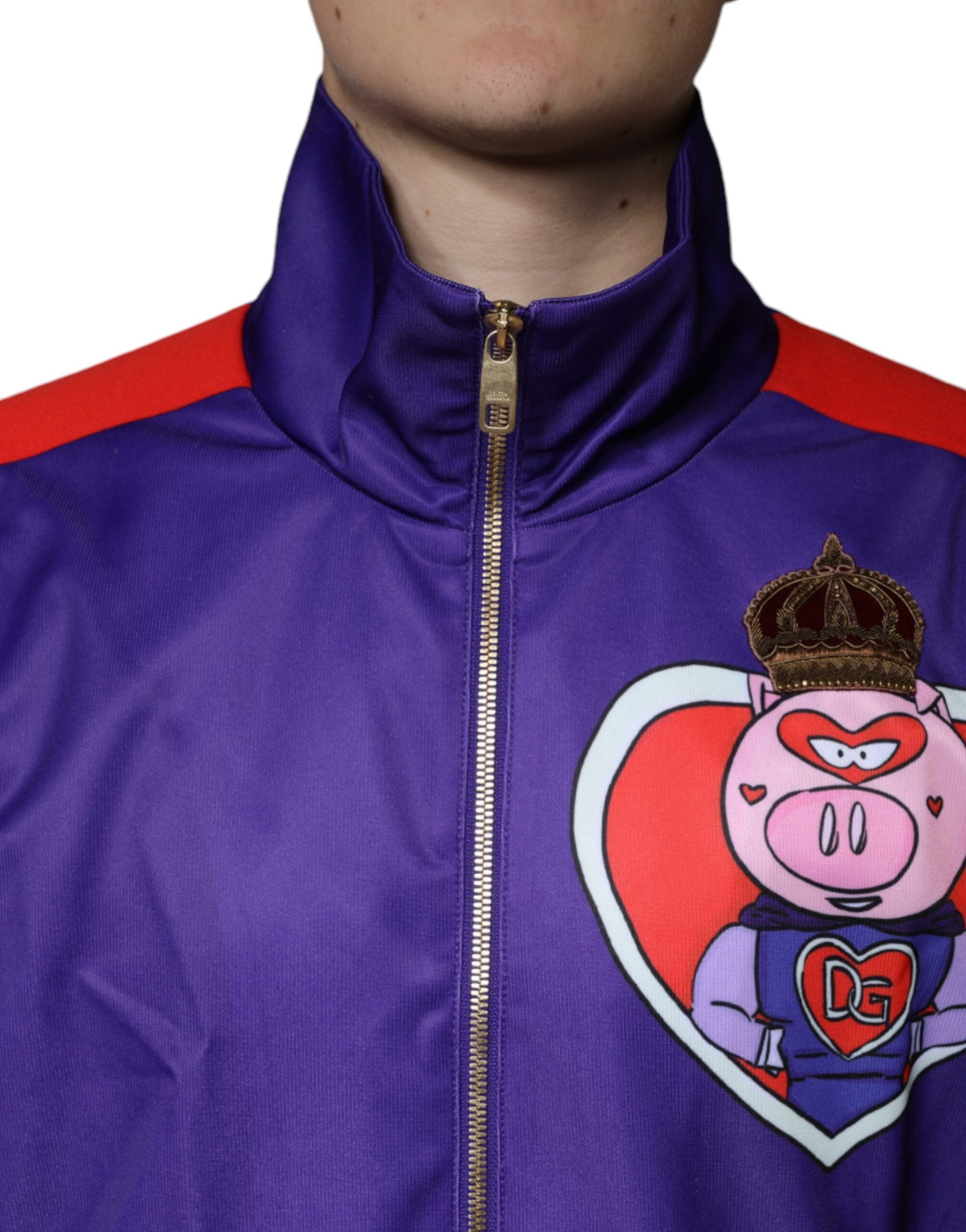Dolce & Gabbana Purple YEAR OF THE PIG Full Zip Bomber Men's Jacket (Pre-Owned)