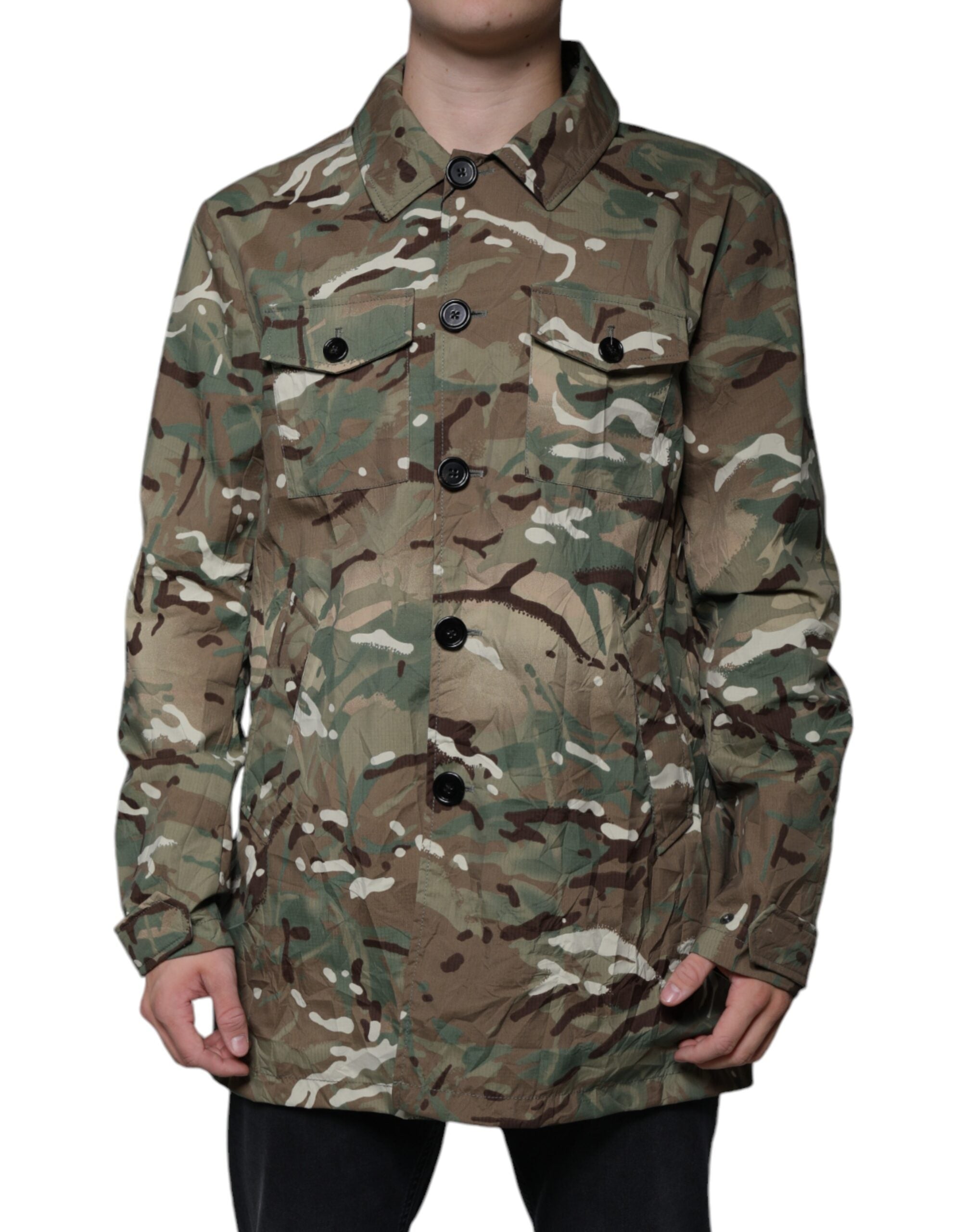 Dolce & Gabbana Multicolor Camouflage Collared Coat Men's Jacket (Pre-Owned)