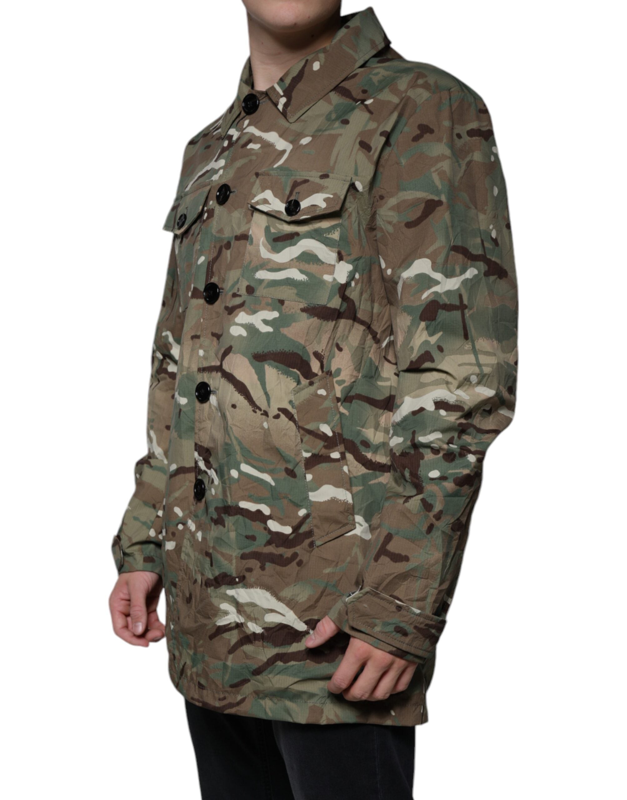 Dolce & Gabbana Multicolor Camouflage Collared Coat Men's Jacket (Pre-Owned)
