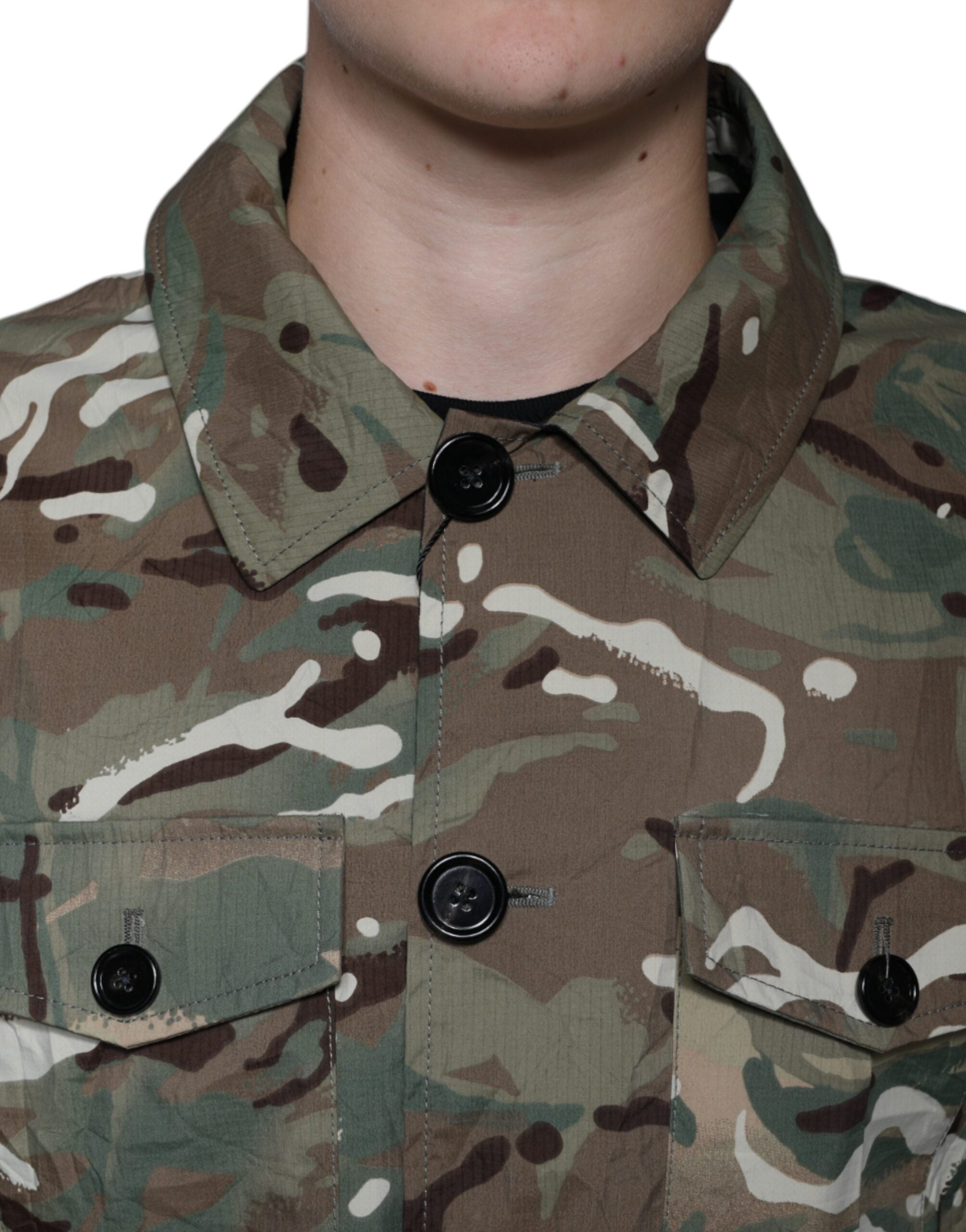 Dolce & Gabbana Multicolor Camouflage Collared Coat Men's Jacket (Pre-Owned)