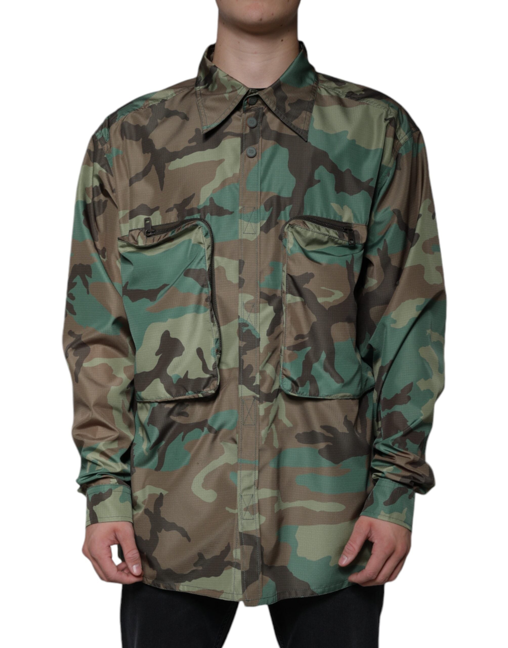 Dolce & Gabbana Multicolor Camouflage Button Down Men's Shirt (Pre-Owned)